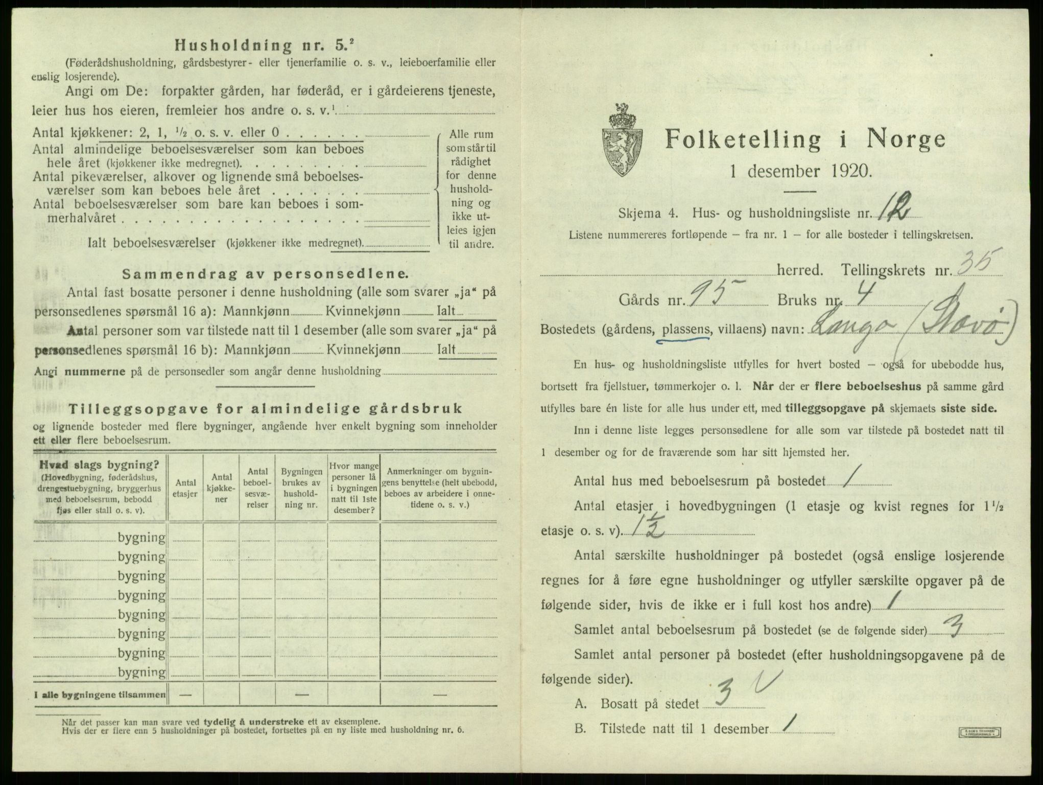 SAB, 1920 census for Kinn, 1920, p. 1726