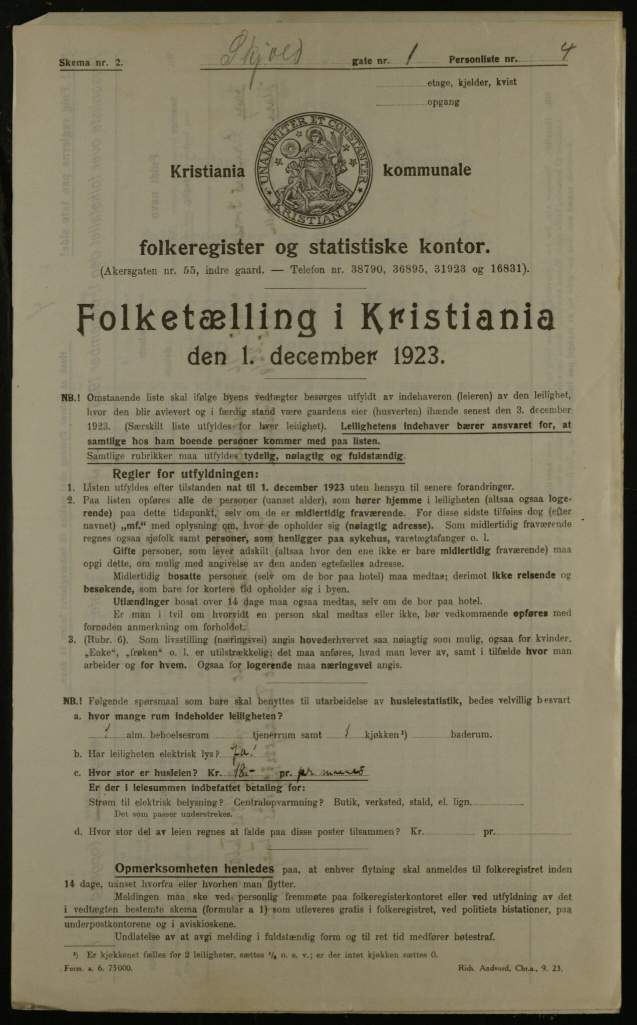 OBA, Municipal Census 1923 for Kristiania, 1923, p. 106447