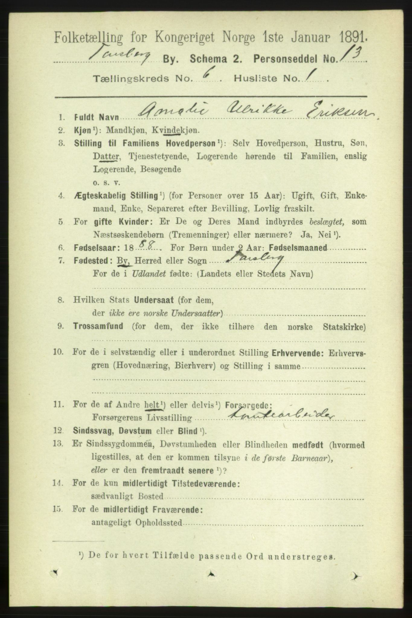 RA, 1891 census for 0705 Tønsberg, 1891, p. 2459