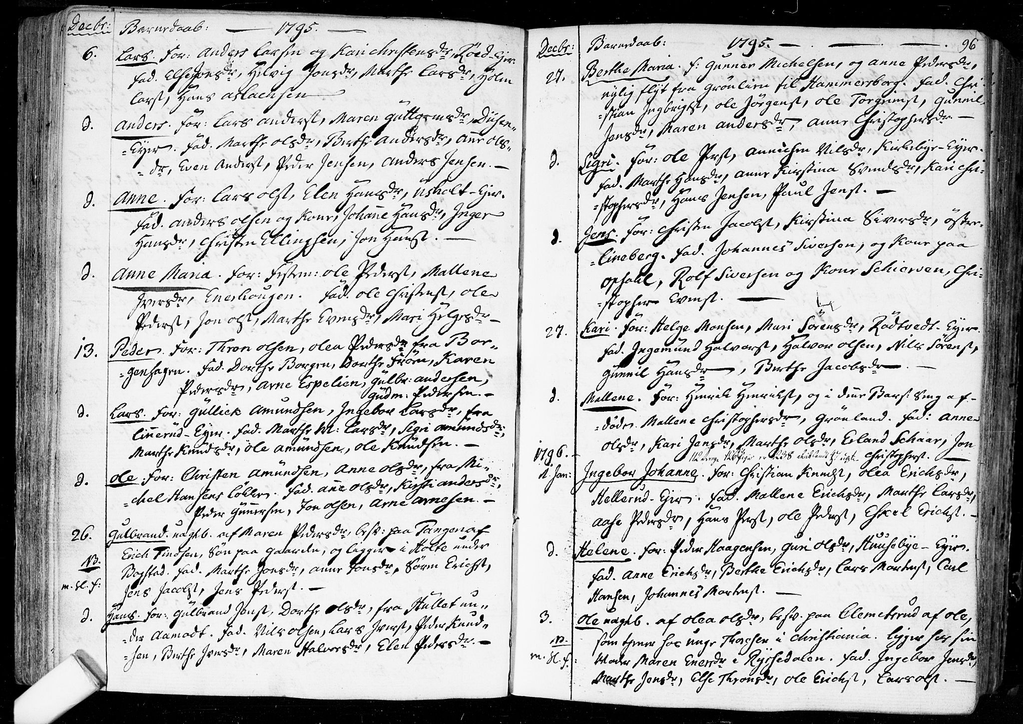 Aker prestekontor kirkebøker, SAO/A-10861/F/L0010: Parish register (official) no. 10, 1786-1809, p. 96