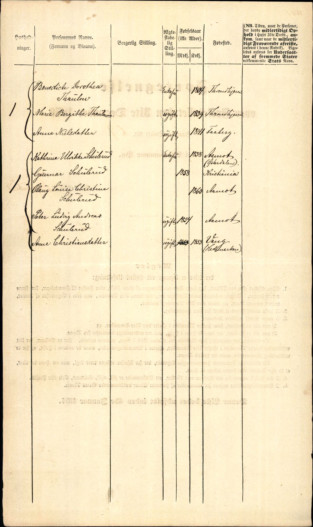 RA, 1870 census for 0501 Lillehammer, 1870, p. 116