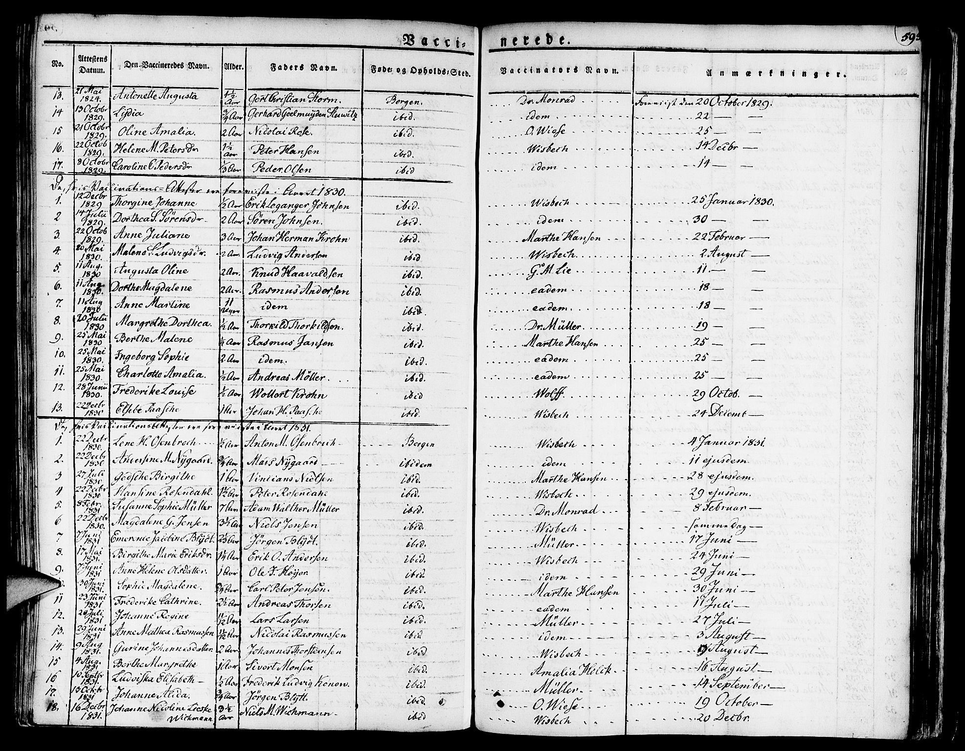 Nykirken Sokneprestembete, SAB/A-77101/H/Haa/L0012: Parish register (official) no. A 12, 1821-1844, p. 593