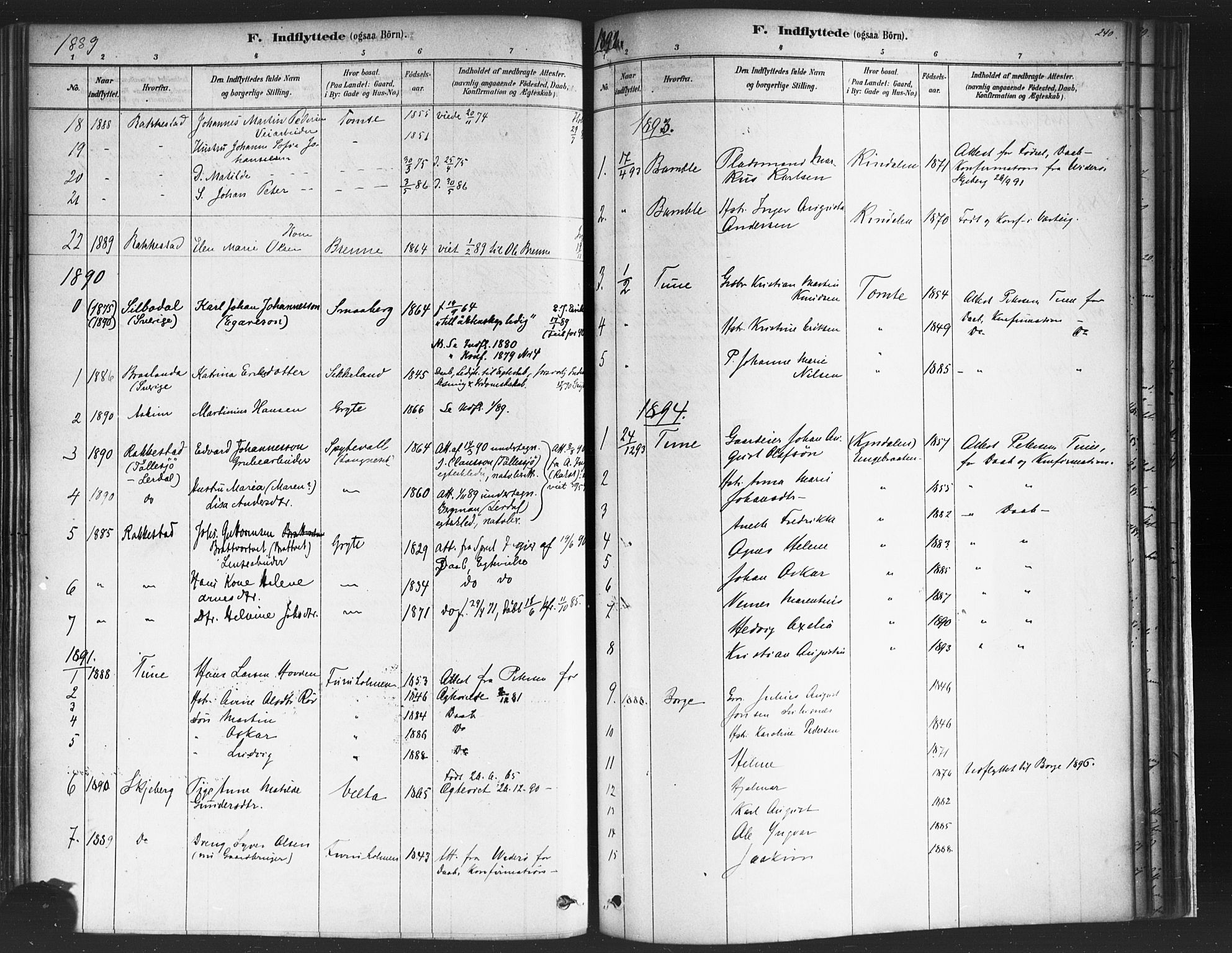 Varteig prestekontor Kirkebøker, SAO/A-10447a/F/Fa/L0002: Parish register (official) no. 2, 1878-1899, p. 240