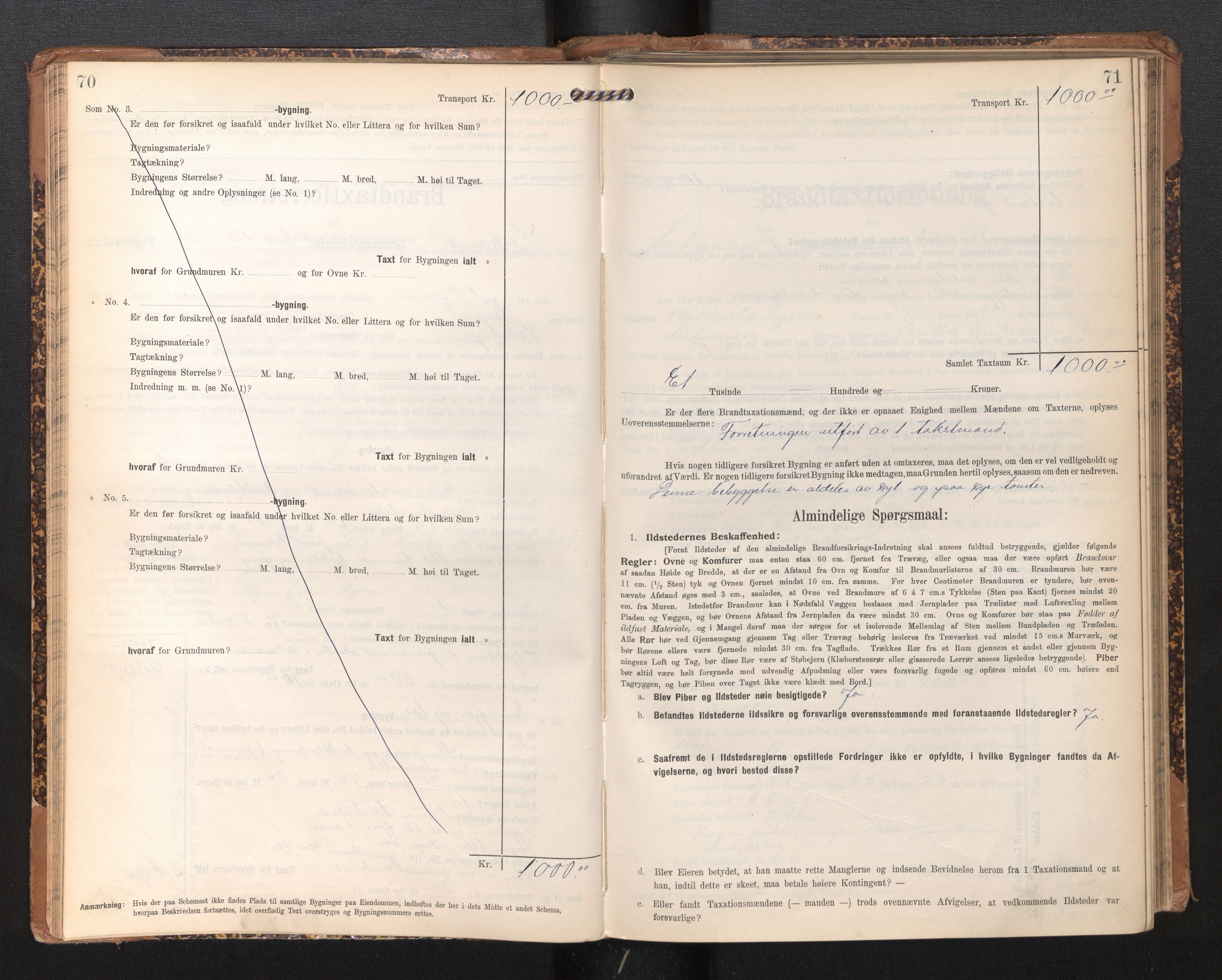 Lensmannen i Leikanger, AV/SAB-A-29201/0012/L0005: Branntakstprotokoll, skjematakst, 1907-1917, p. 70-71