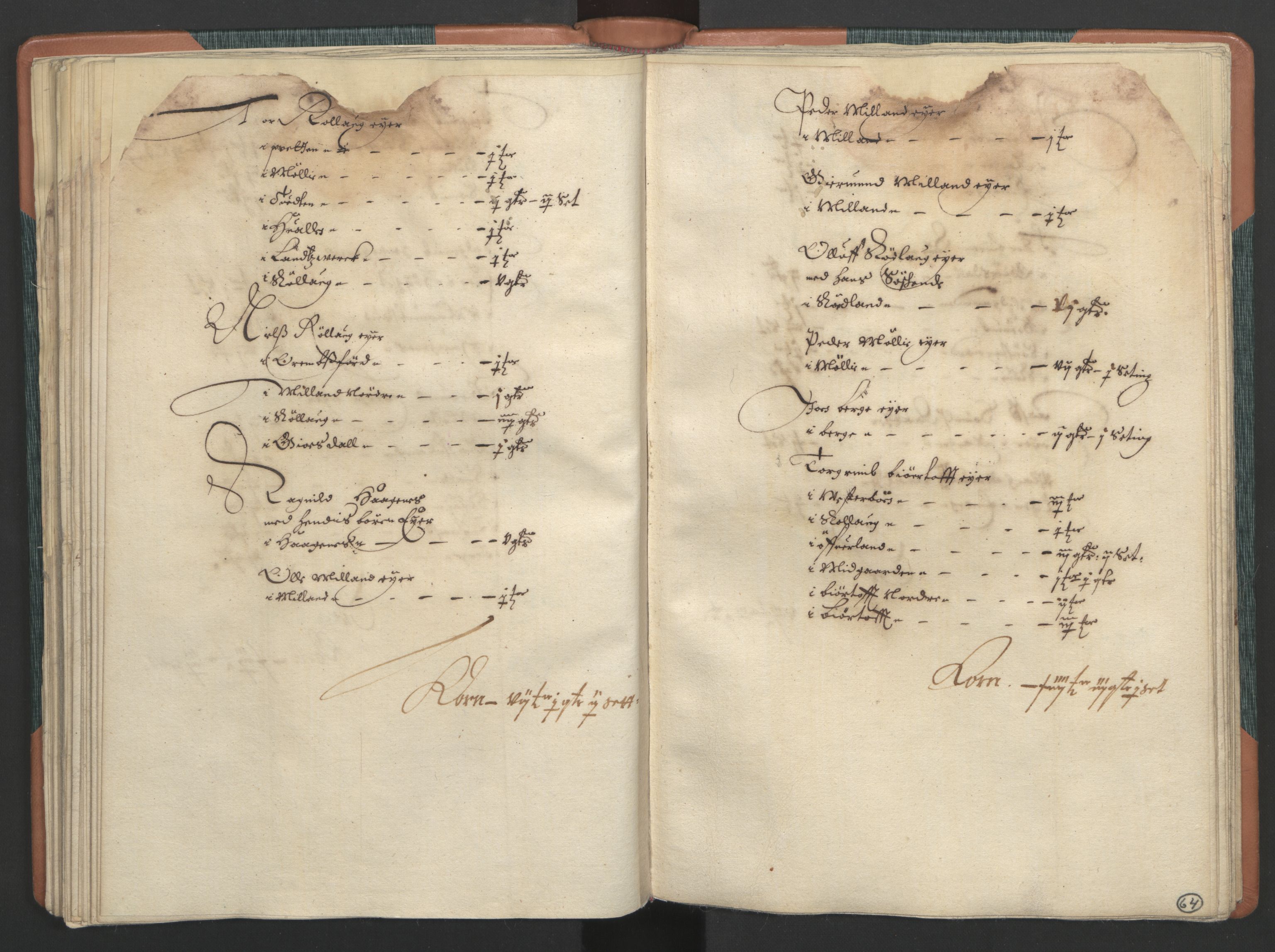 Rentekammeret inntil 1814, Realistisk ordnet avdeling, AV/RA-EA-4070/L/L0018/0004: Skien lagdømme: / Jordebok over odels-, adels-, kjøpe og pantegods, 1661, p. 63b-64a