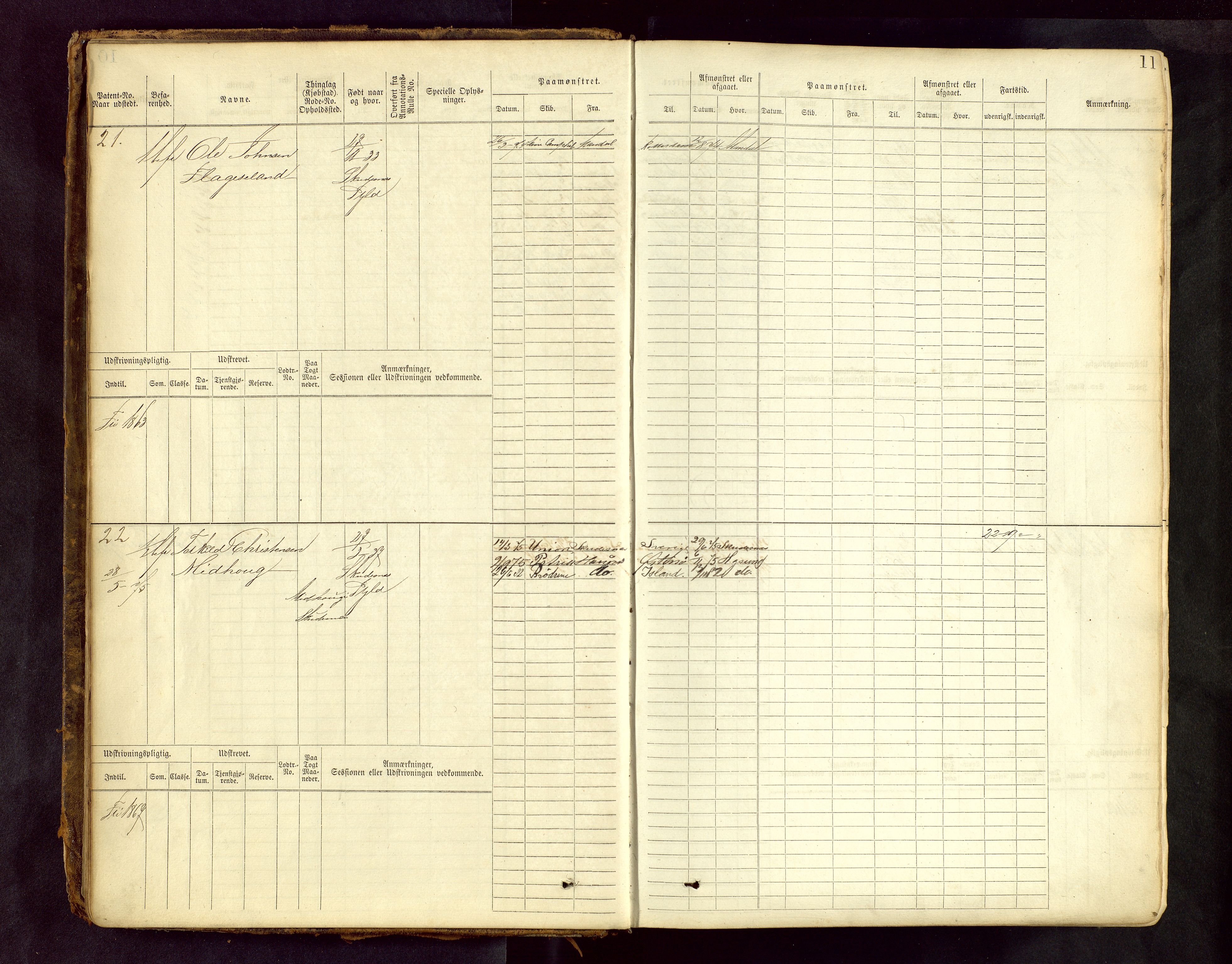 Haugesund sjømannskontor, AV/SAST-A-102007/F/Fb/Fbb/L0001: Sjøfartsrulle Skudenes krets No 1 - 958, 1860-1948, p. 11