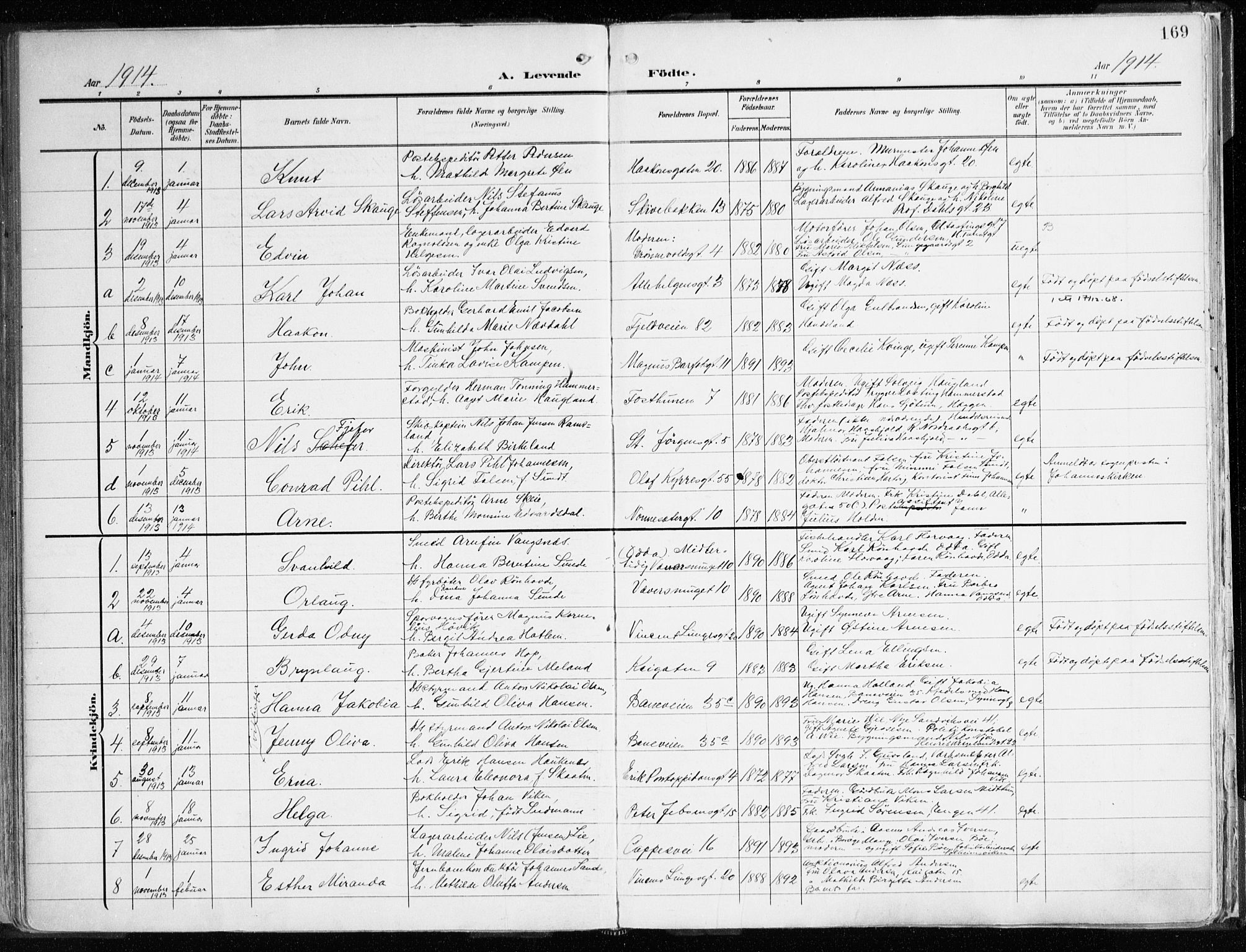 Domkirken sokneprestembete, SAB/A-74801/H/Haa/L0025: Parish register (official) no. B 8, 1903-1925, p. 169