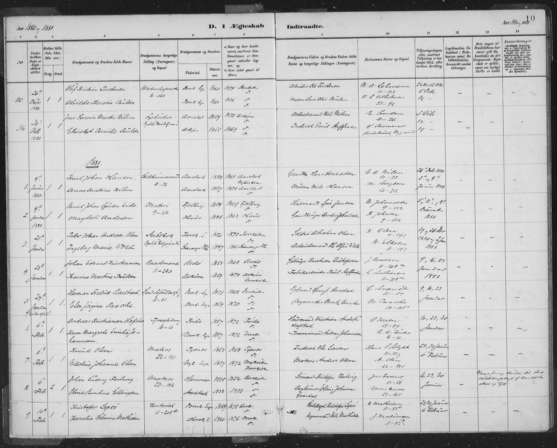 Domkirken sokneprestembete, SAB/A-74801/H/Hab/L0032: Parish register (copy) no. D 4, 1880-1907, p. 10