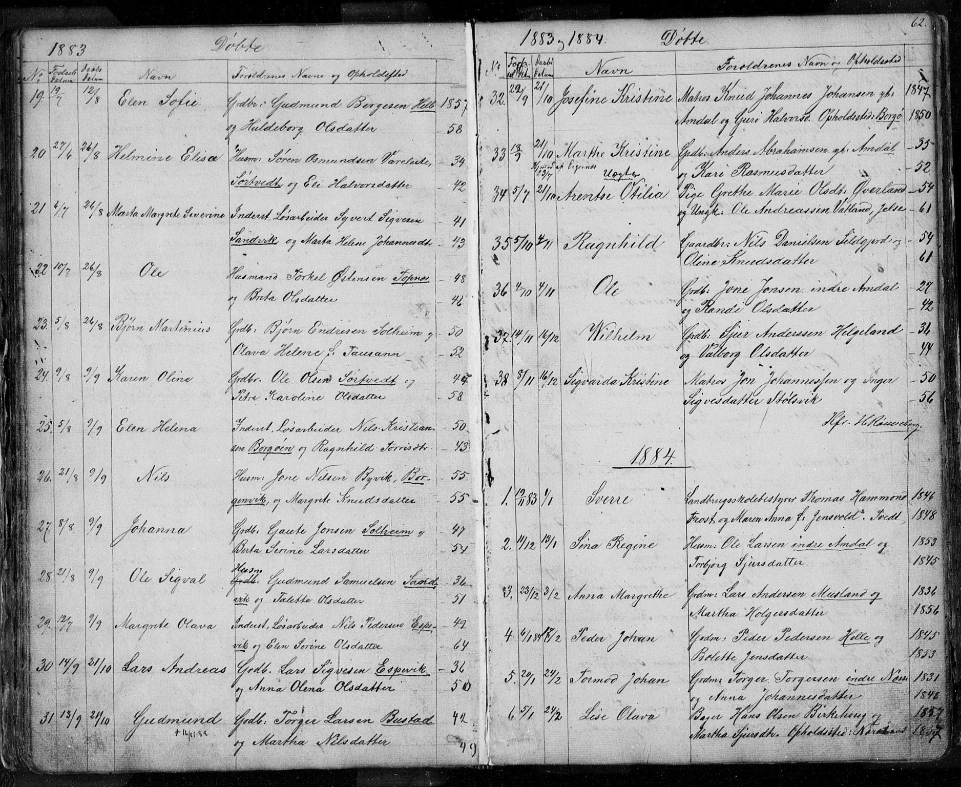 Nedstrand sokneprestkontor, SAST/A-101841/01/V: Parish register (copy) no. B 3, 1848-1933, p. 62