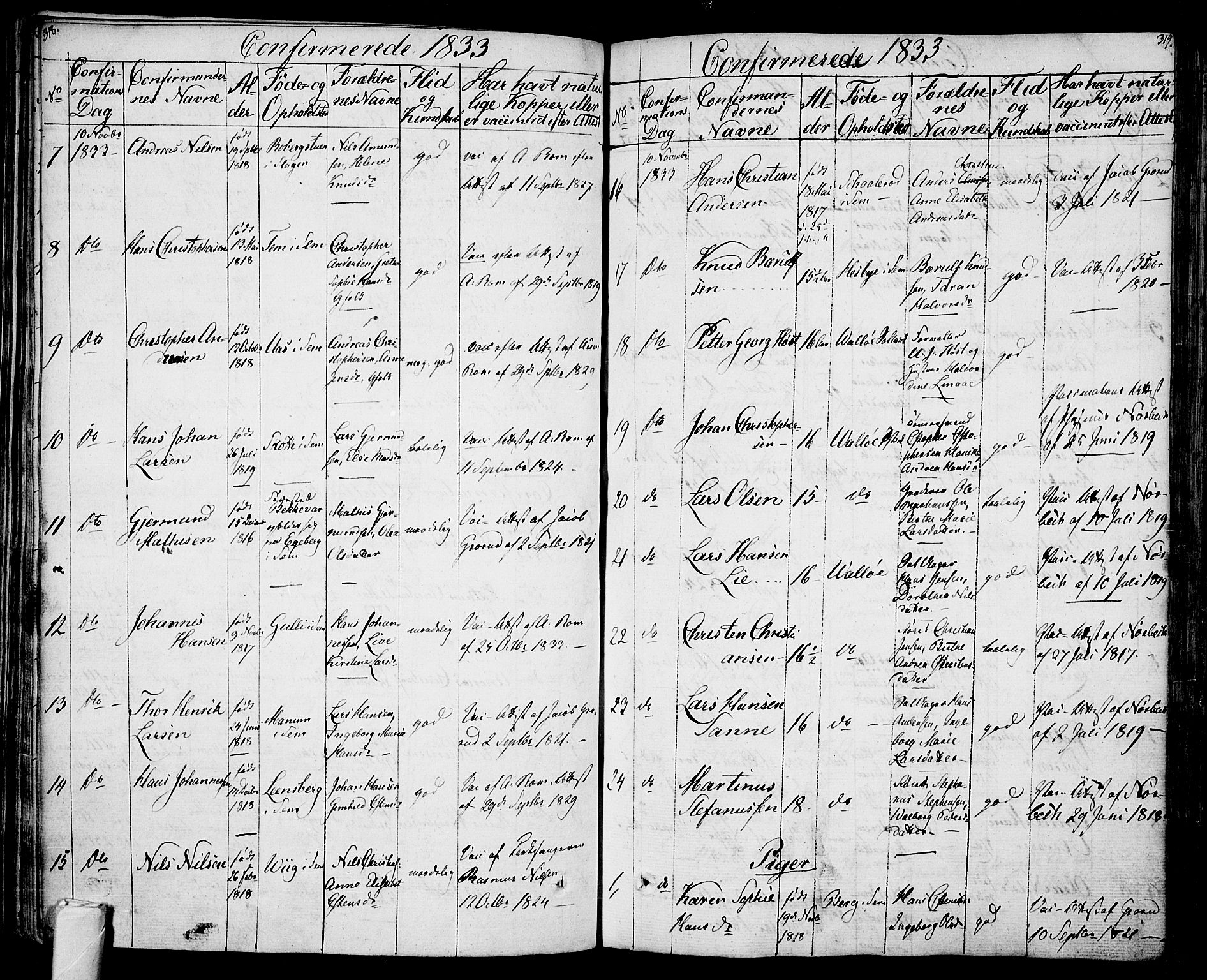 Sem kirkebøker, AV/SAKO-A-5/F/Fa/L0005: Parish register (official) no. I 5, 1825-1842, p. 318-319