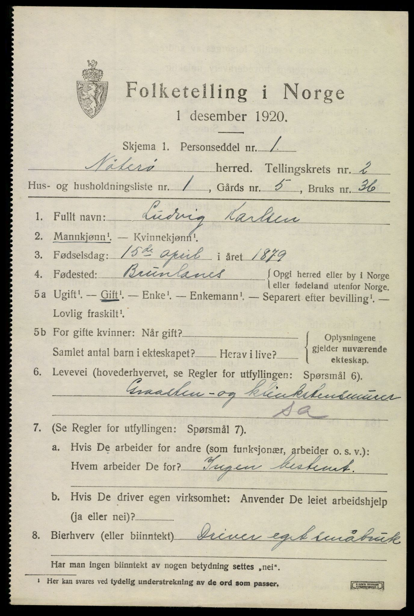 SAKO, 1920 census for Nøtterøy, 1920, p. 4069