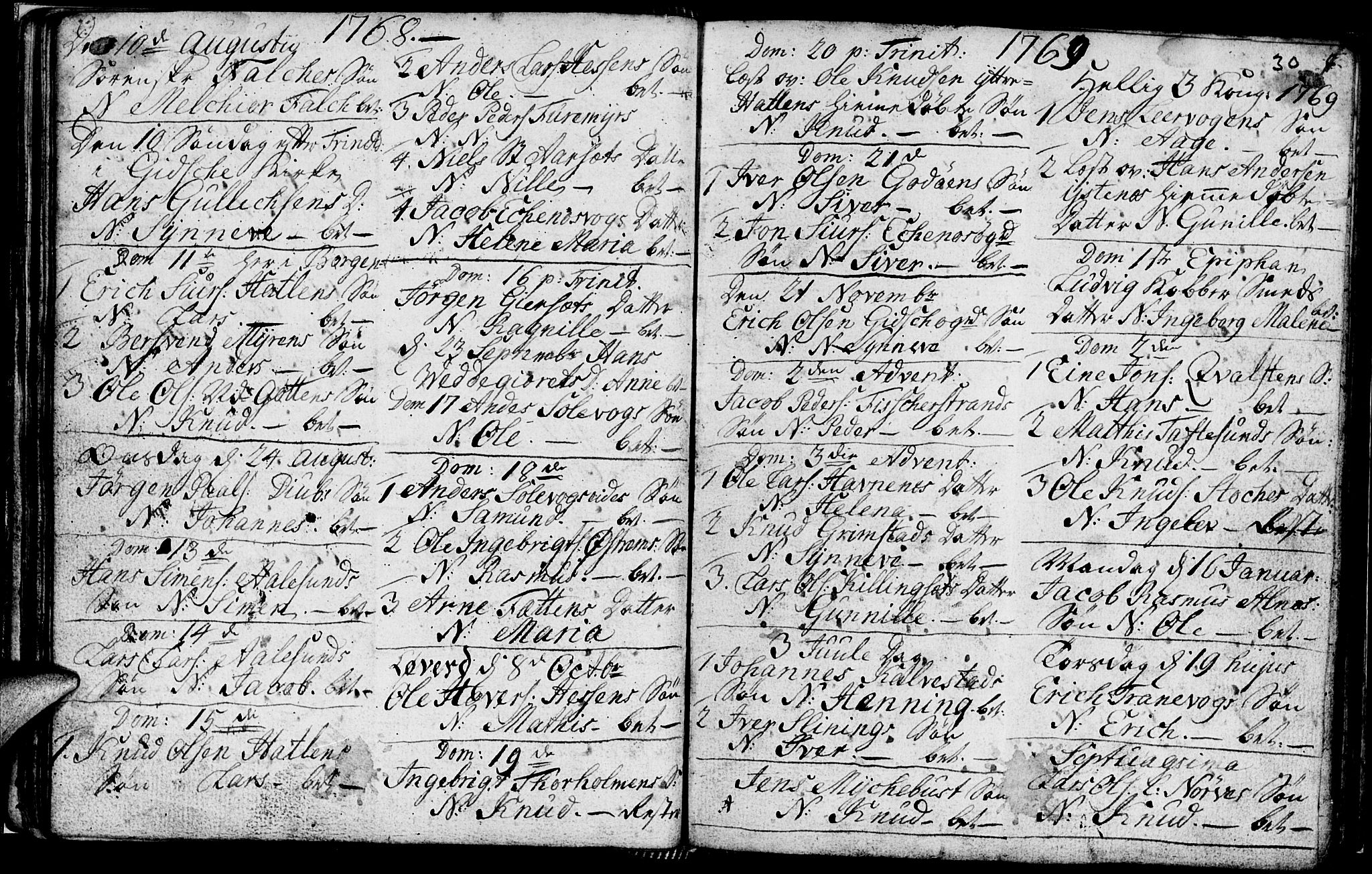 Ministerialprotokoller, klokkerbøker og fødselsregistre - Møre og Romsdal, AV/SAT-A-1454/528/L0420: Parish register (copy) no. 528C01, 1764-1784, p. 30