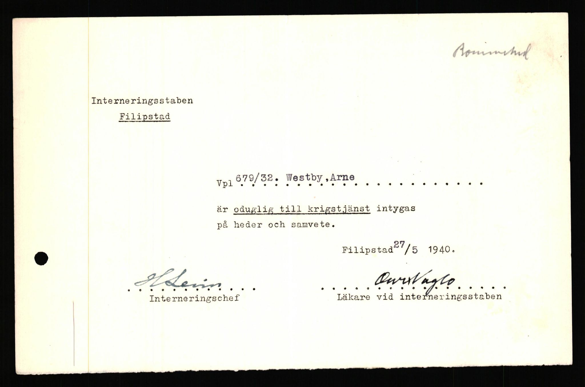 Forsvaret, Forsvarets krigshistoriske avdeling, AV/RA-RAFA-2017/Y/Yf/L0205: II-C-11-2110 - Norske internert i Sverige 1940, 1940, p. 375