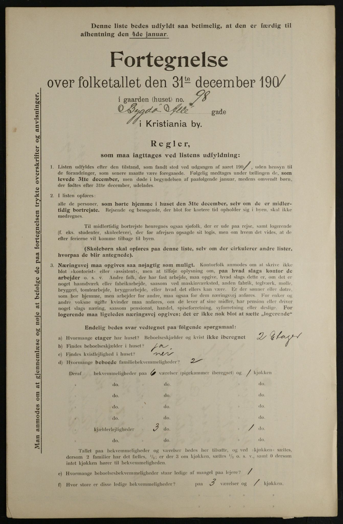 OBA, Municipal Census 1901 for Kristiania, 1901, p. 1819