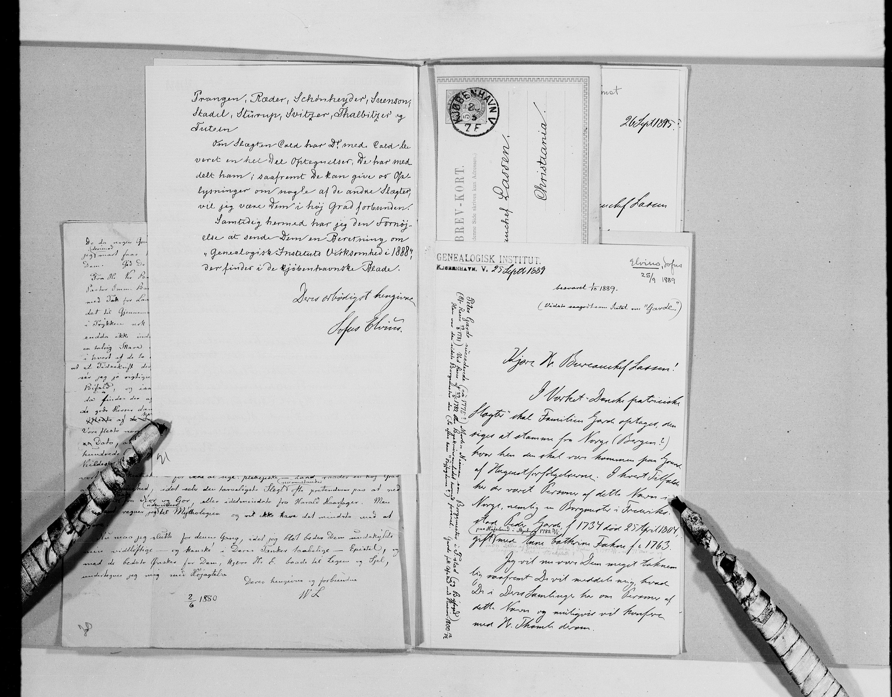 Lassens samlinger, AV/RA-PA-0051/G/L0097: Alfabetisk ordnede brev til Wilhelm Lassen: Fabritius - Grønvold, 1815-1907, p. 112