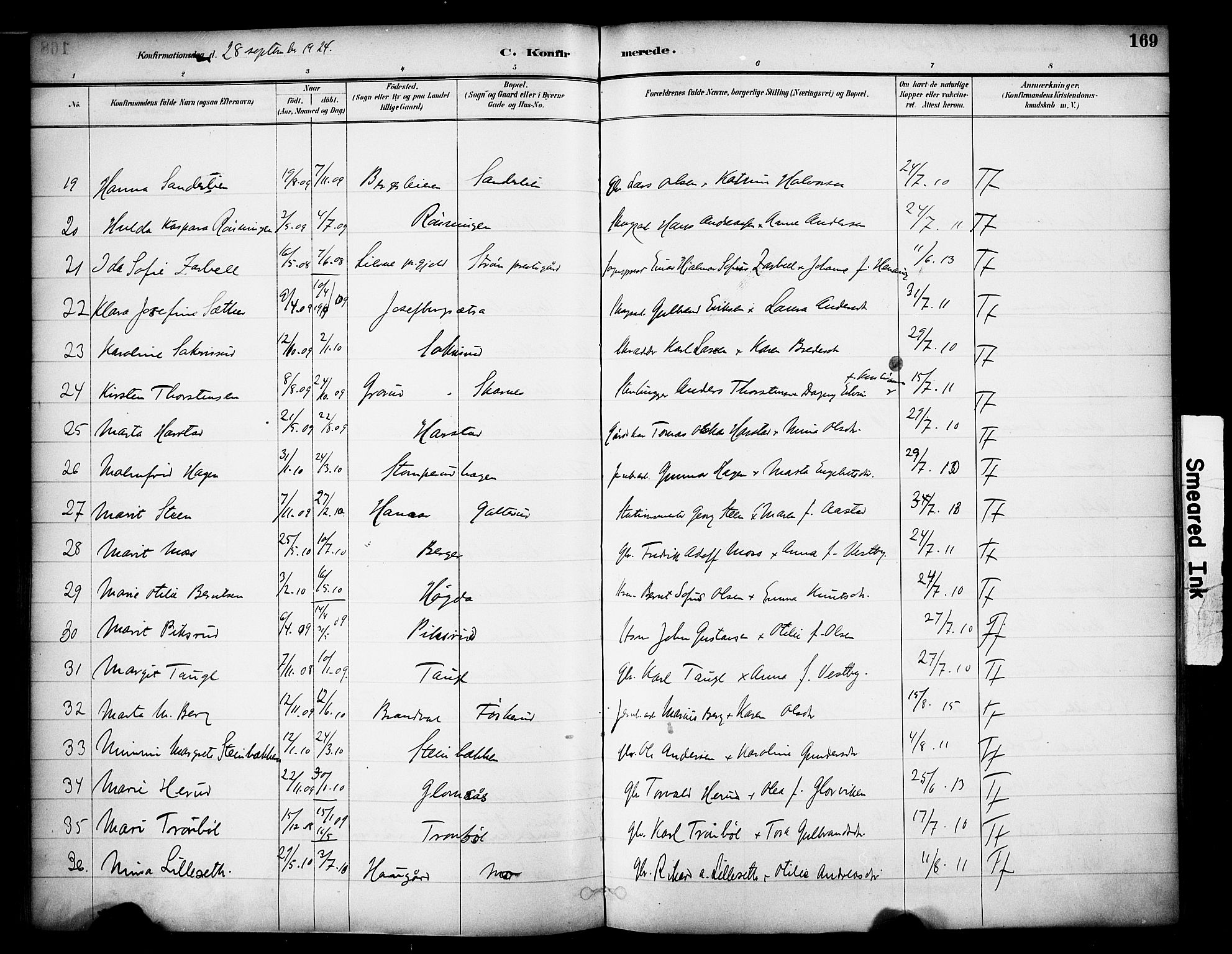 Sør-Odal prestekontor, AV/SAH-PREST-030/H/Ha/Haa/L0007: Parish register (official) no. 7, 1886-1925, p. 169