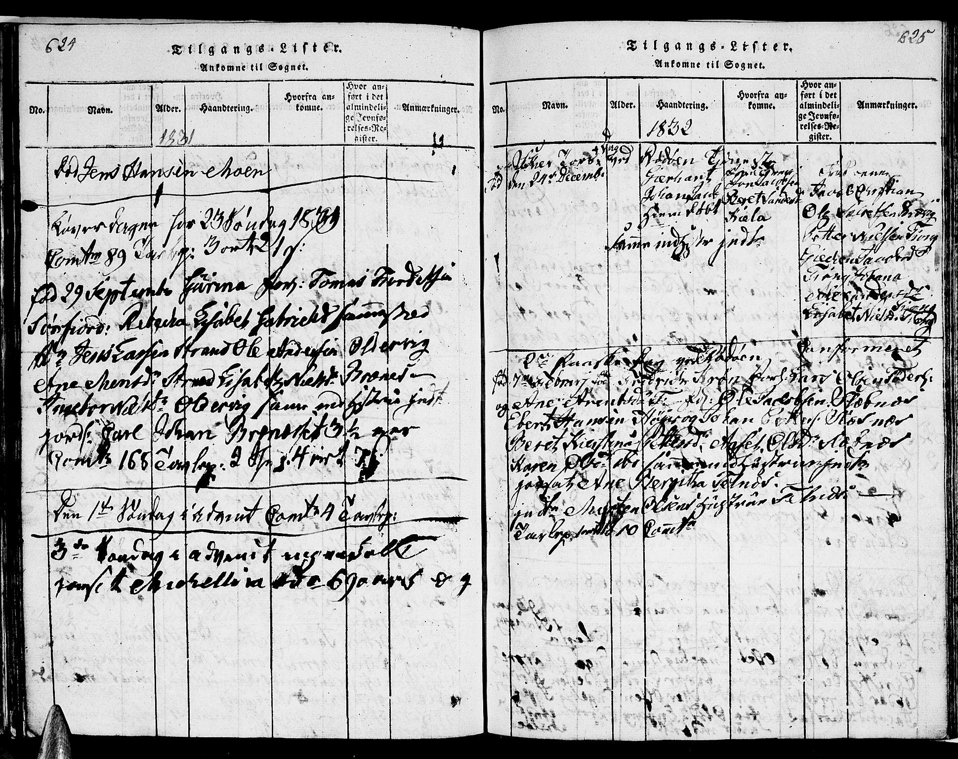 Ministerialprotokoller, klokkerbøker og fødselsregistre - Nordland, SAT/A-1459/841/L0616: Parish register (copy) no. 841C01 /1, 1820-1832, p. 624-625