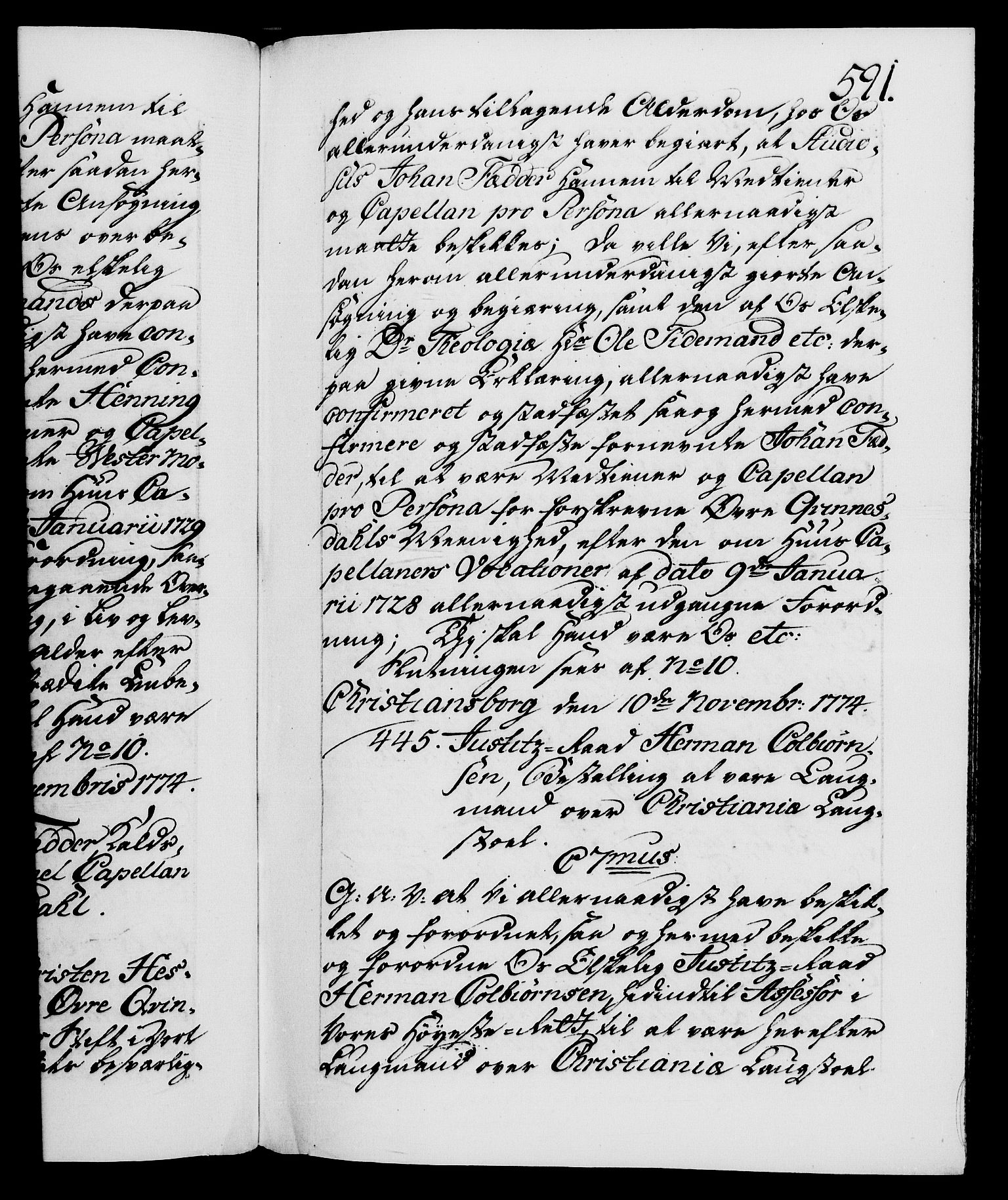 Danske Kanselli 1572-1799, AV/RA-EA-3023/F/Fc/Fca/Fcaa/L0046: Norske registre, 1773-1775, p. 591a