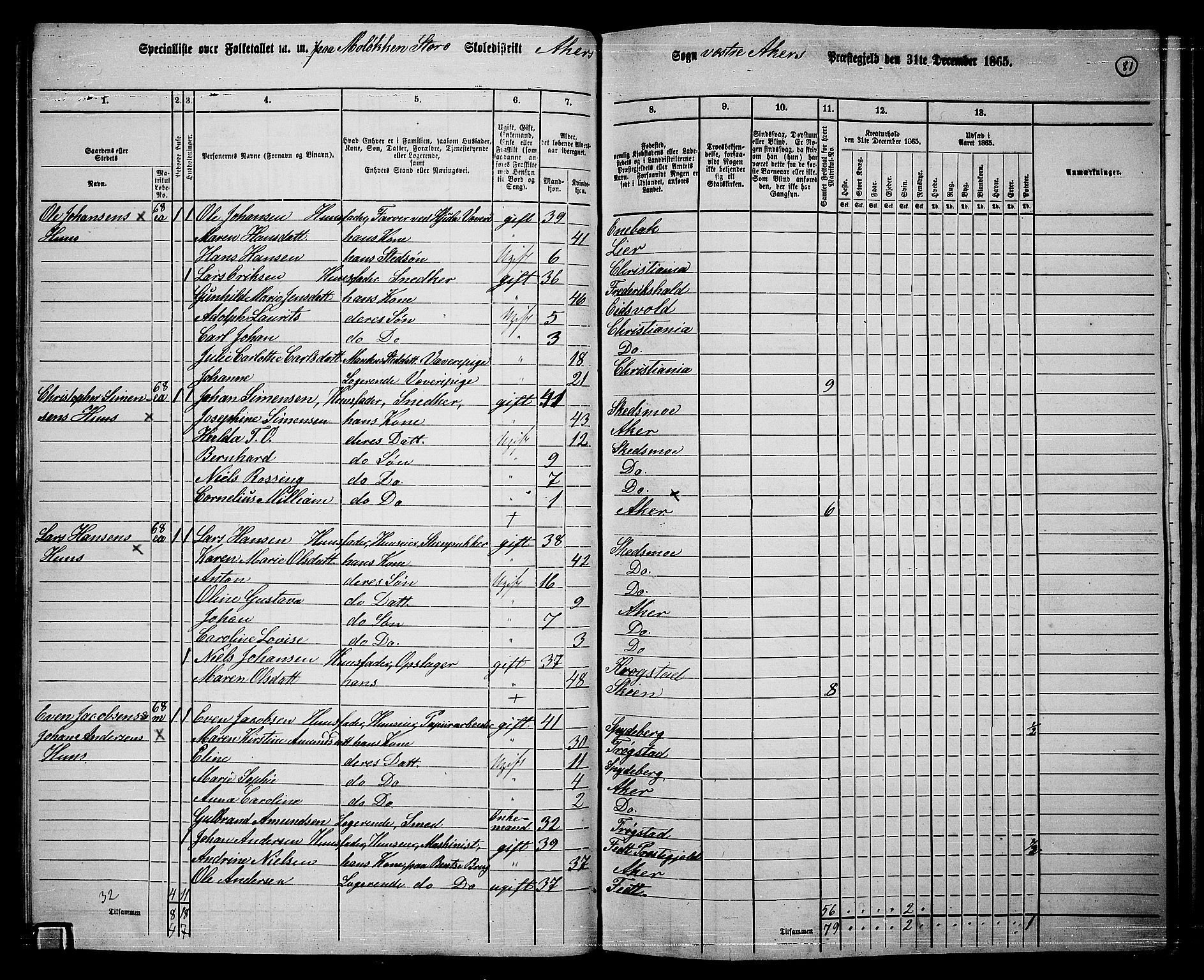 RA, 1865 census for Vestre Aker, 1865, p. 249