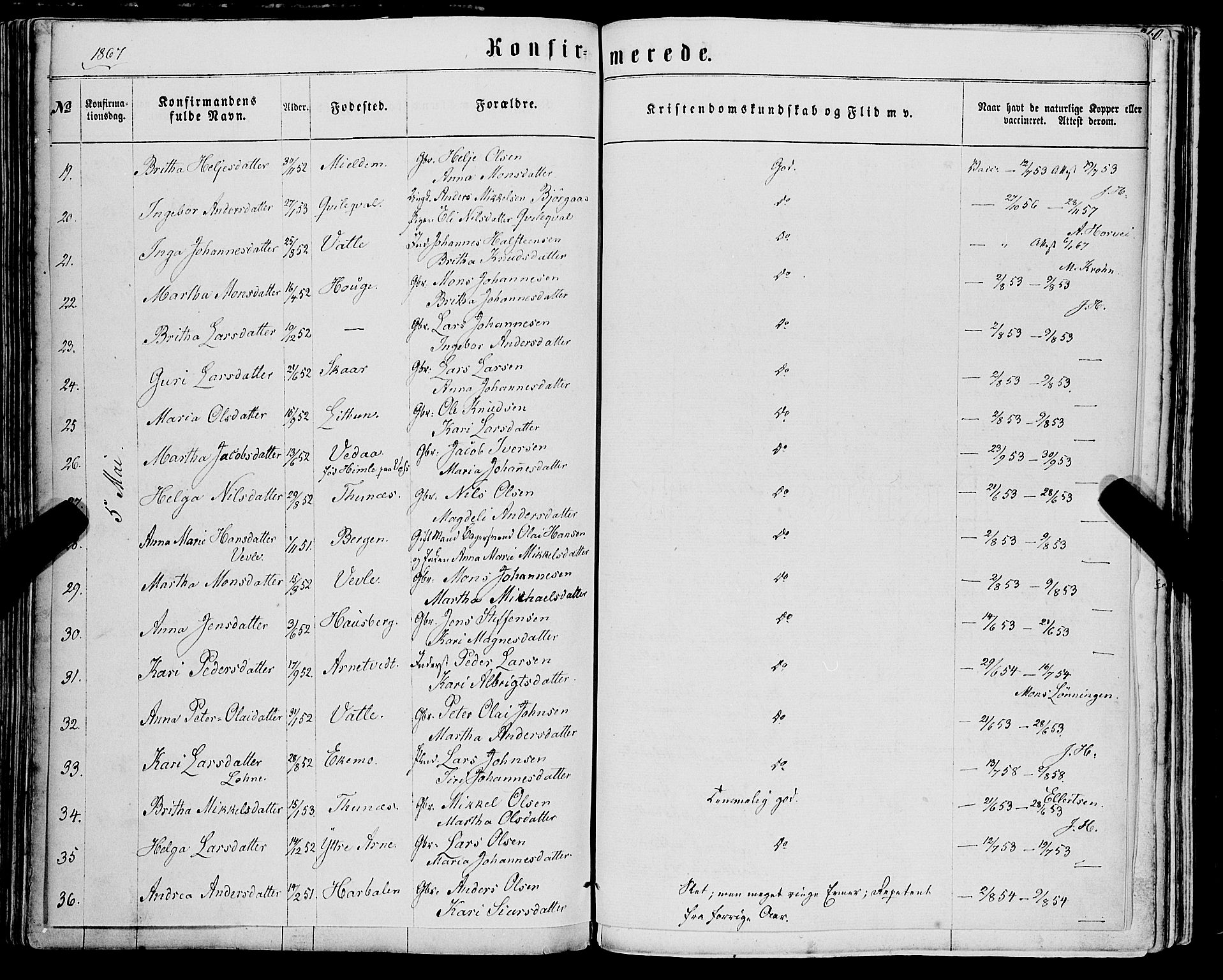 Haus sokneprestembete, AV/SAB-A-75601/H/Haa: Parish register (official) no. A 17, 1858-1870, p. 260