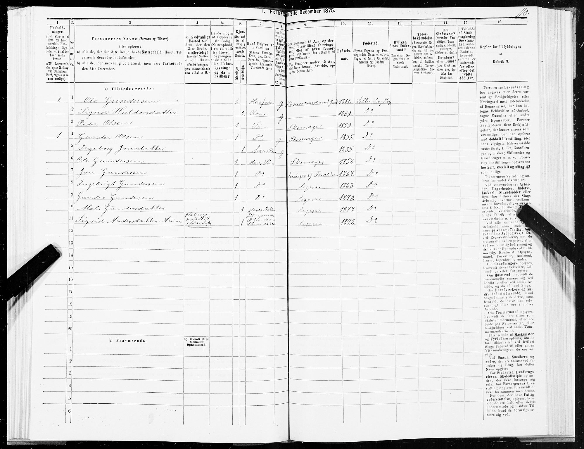 SAT, 1875 census for 1664P Selbu, 1875, p. 2110