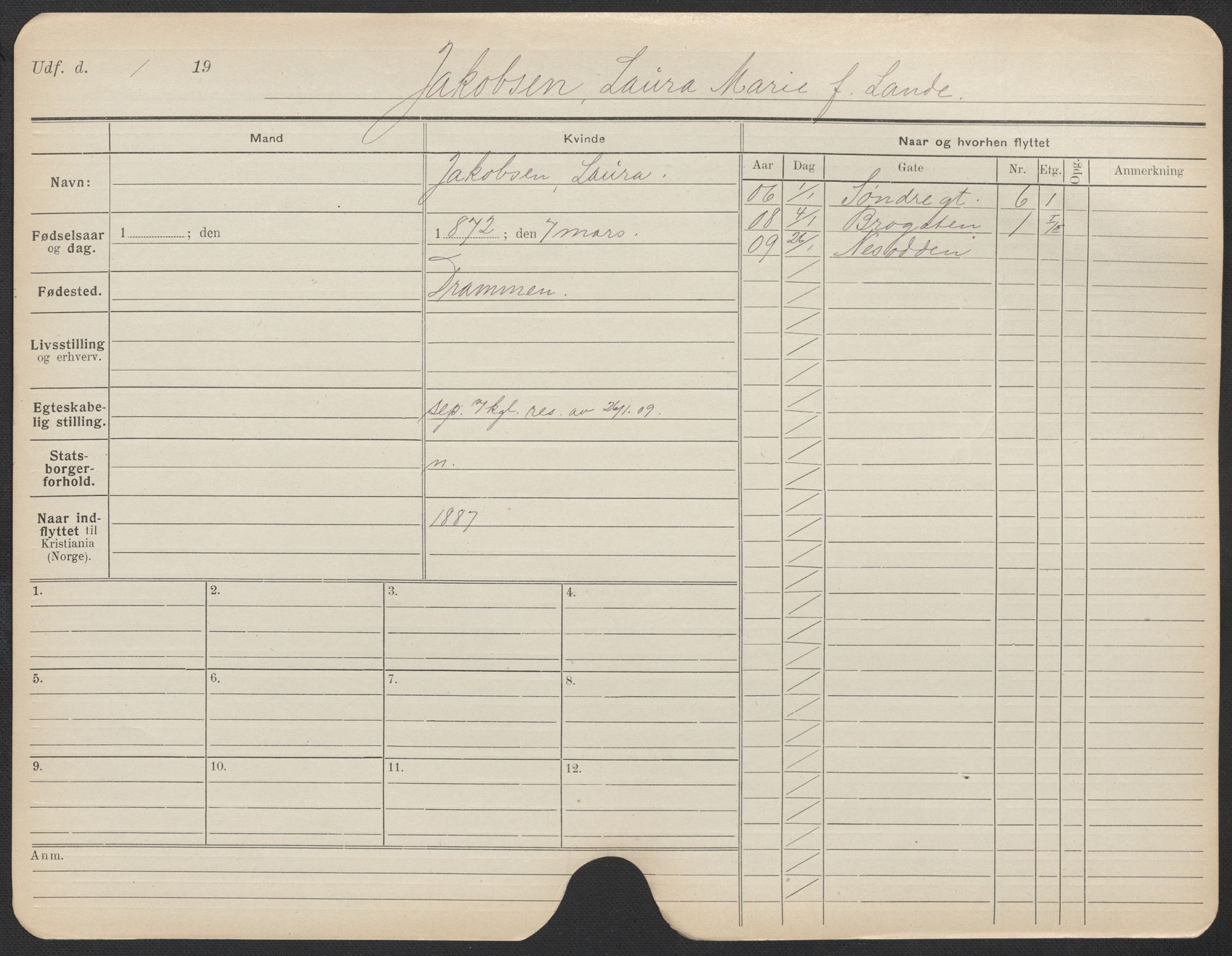 Oslo folkeregister, Registerkort, AV/SAO-A-11715/F/Fa/Fac/L0017: Kvinner, 1906-1914, p. 233a