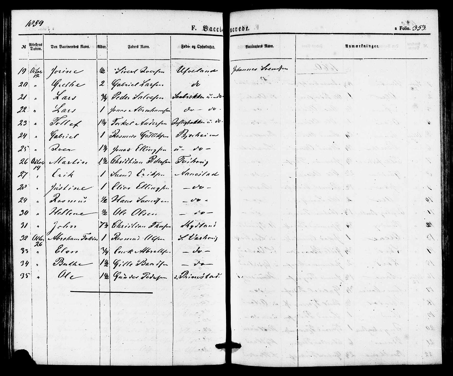 Hå sokneprestkontor, AV/SAST-A-101801/001/30BA/L0009: Parish register (official) no. A 8, 1855-1878, p. 353