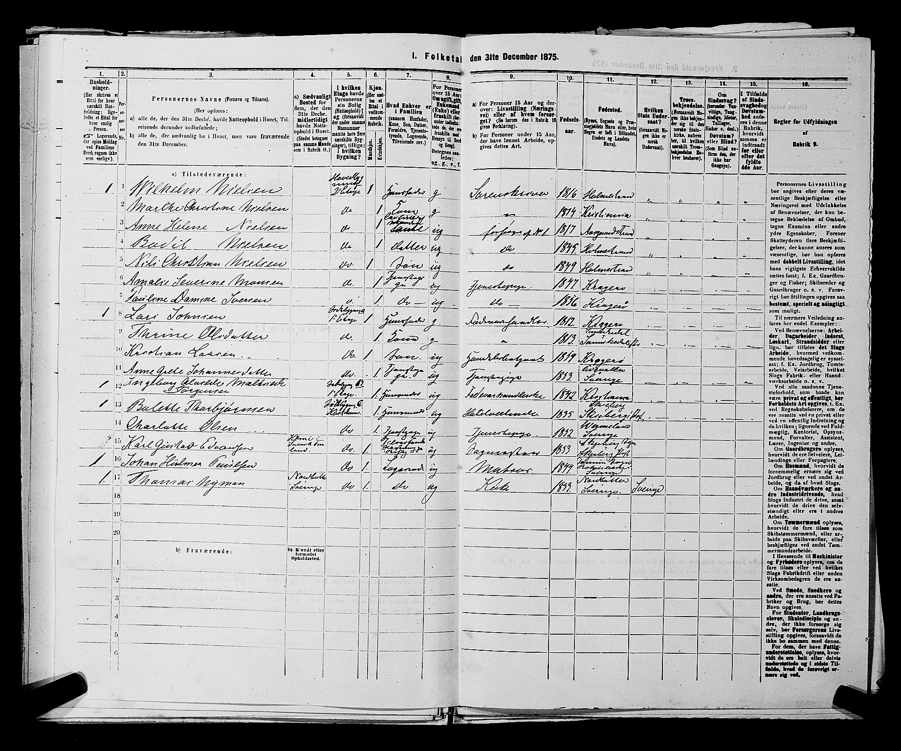 SAKO, 1875 census for 0801P Kragerø, 1875, p. 84