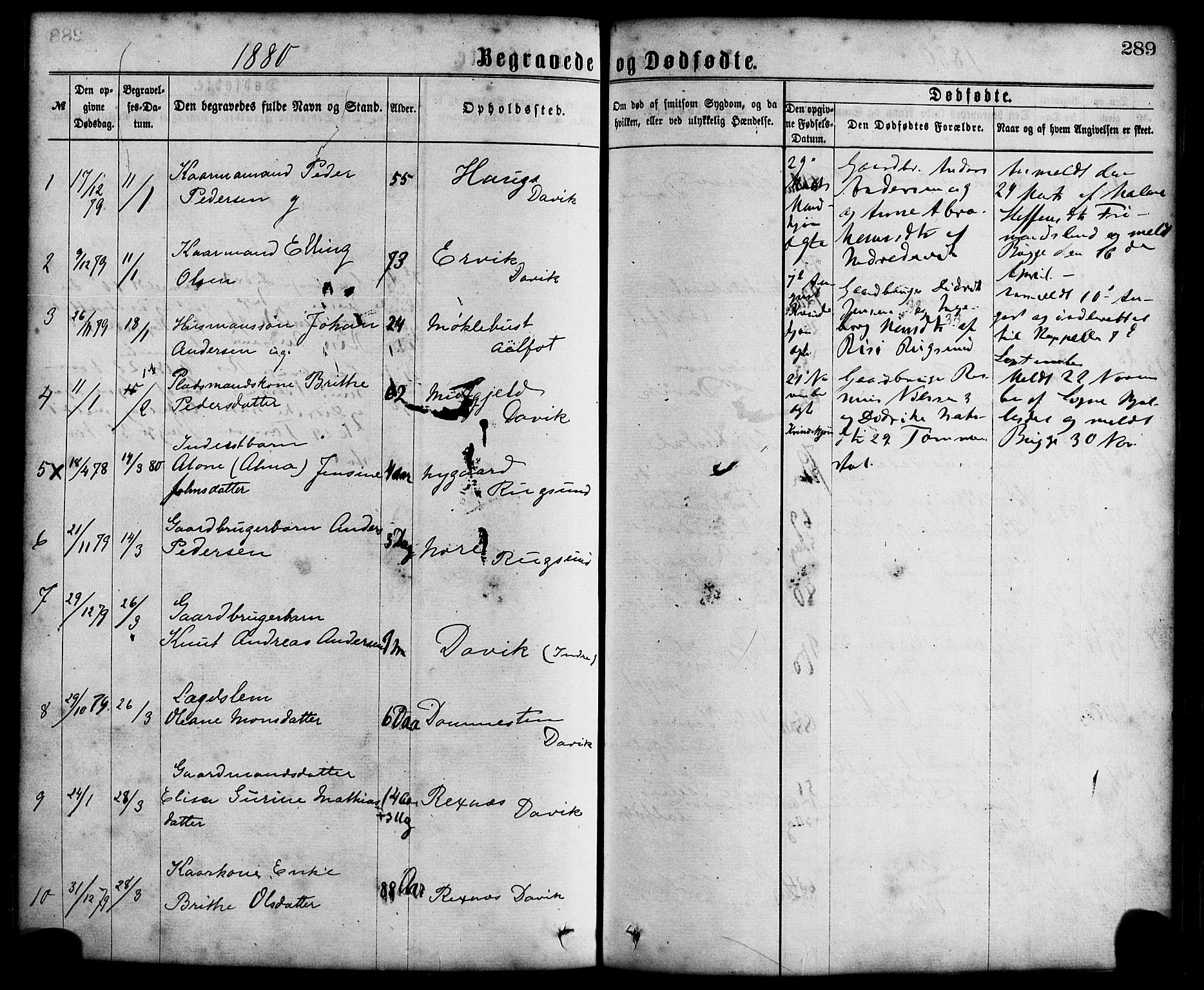 Davik sokneprestembete, AV/SAB-A-79701/H/Haa/Haaa/L0006: Parish register (official) no. A 6, 1867-1881, p. 289