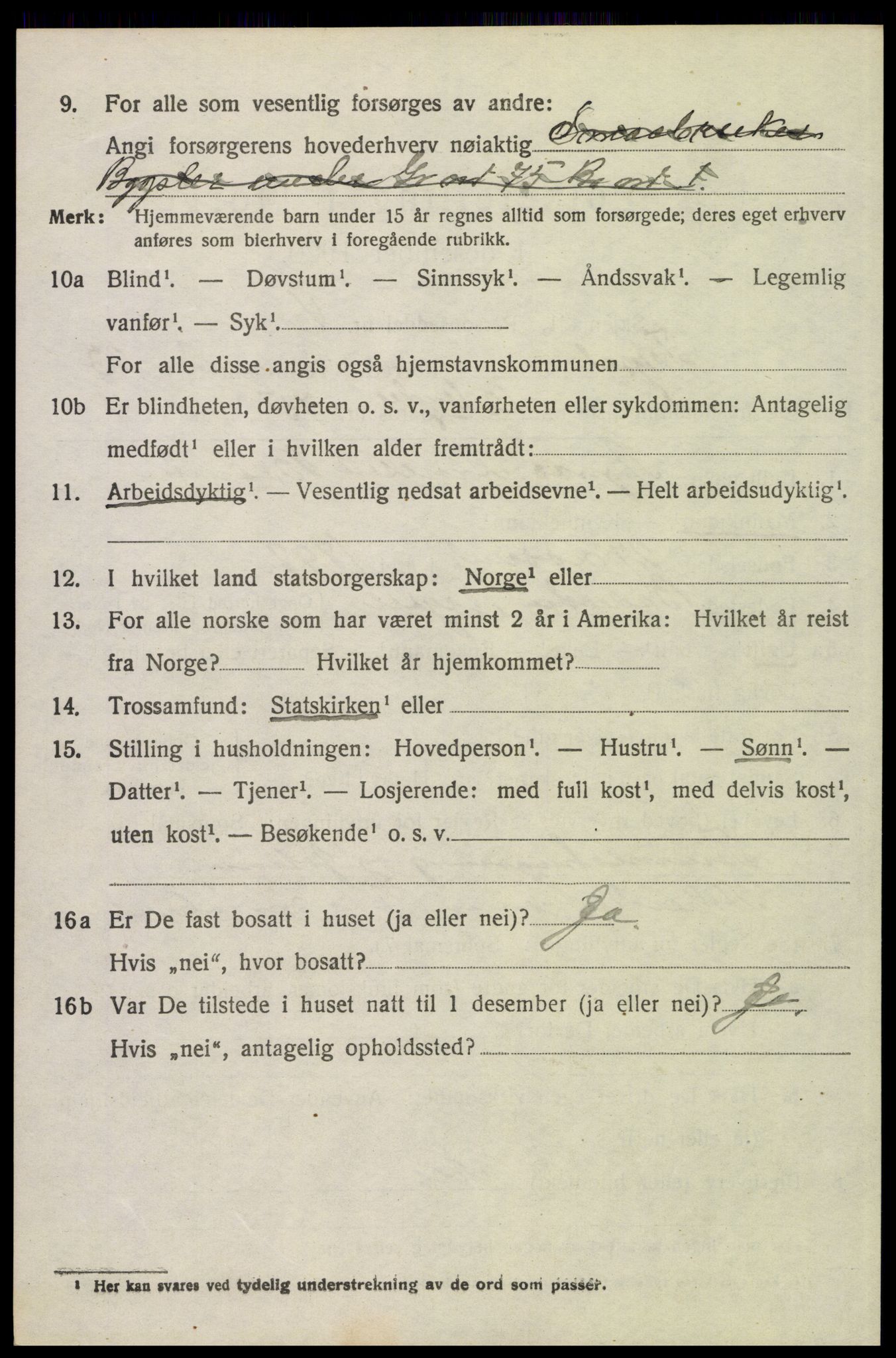 SAH, 1920 census for Trysil, 1920, p. 14980