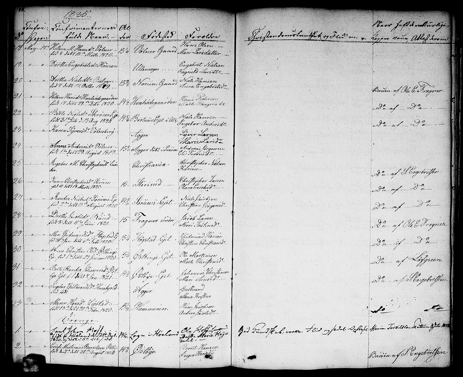 Sørum prestekontor Kirkebøker, SAO/A-10303/F/Fa/L0004: Parish register (official) no. I 4, 1829-1845, p. 185
