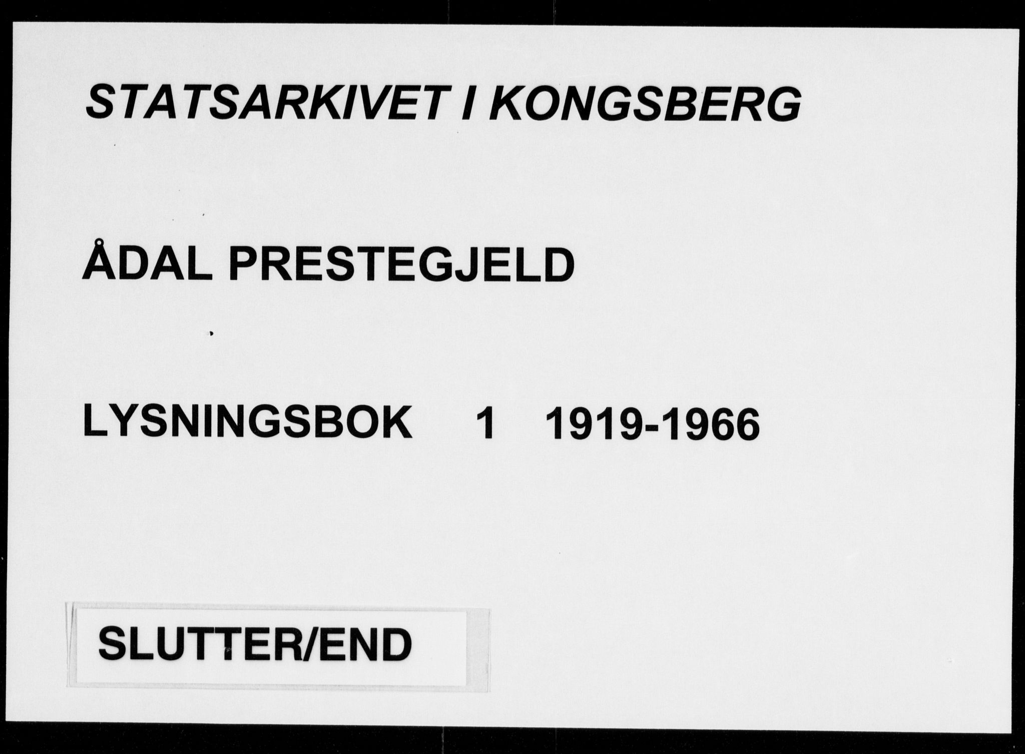 Ådal kirkebøker, AV/SAKO-A-248/H/Ha/L0001: Banns register no. 1, 1919-1966