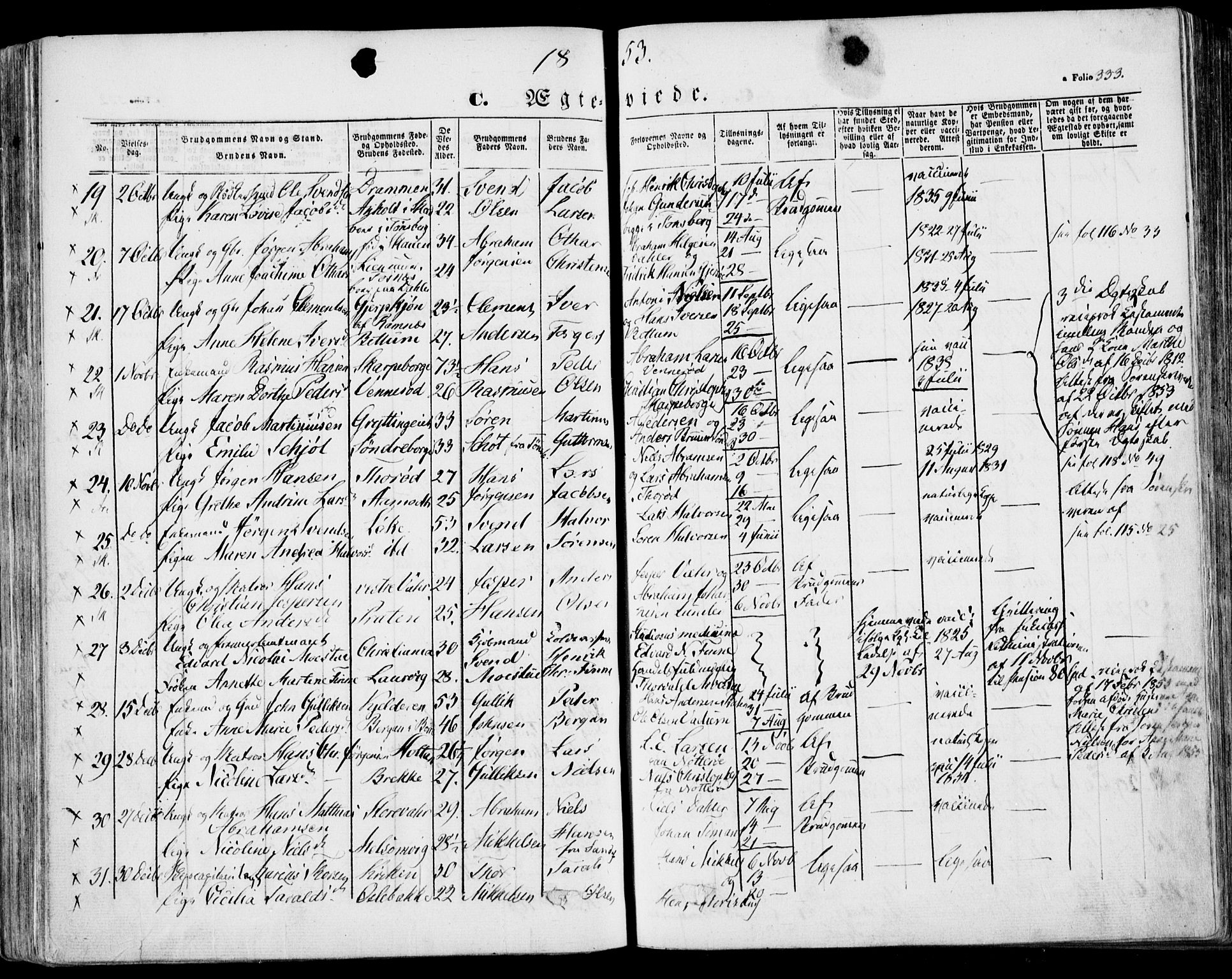 Stokke kirkebøker, AV/SAKO-A-320/F/Fa/L0007: Parish register (official) no. I 7, 1844-1857, p. 333