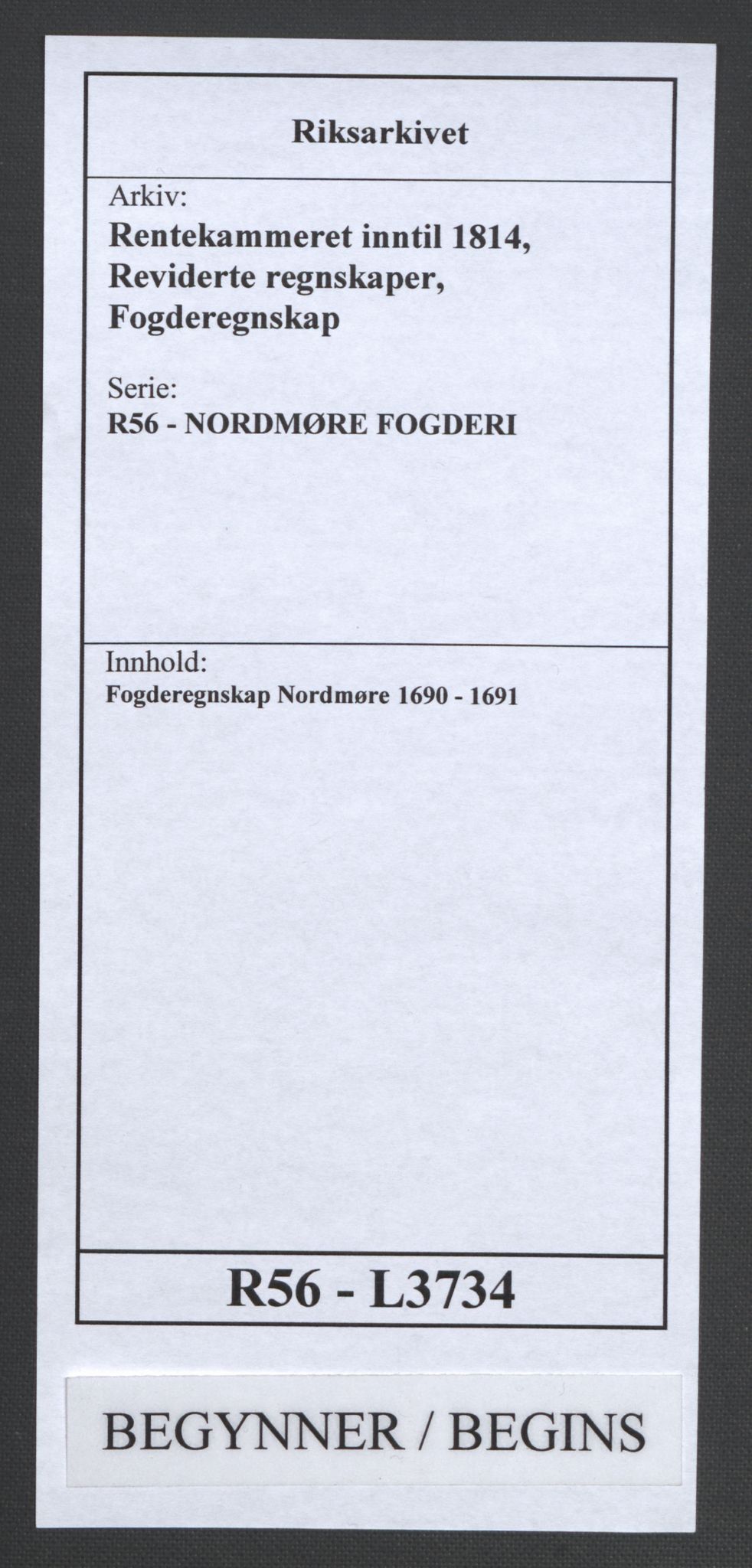 Rentekammeret inntil 1814, Reviderte regnskaper, Fogderegnskap, RA/EA-4092/R56/L3734: Fogderegnskap Nordmøre, 1690-1691, p. 1