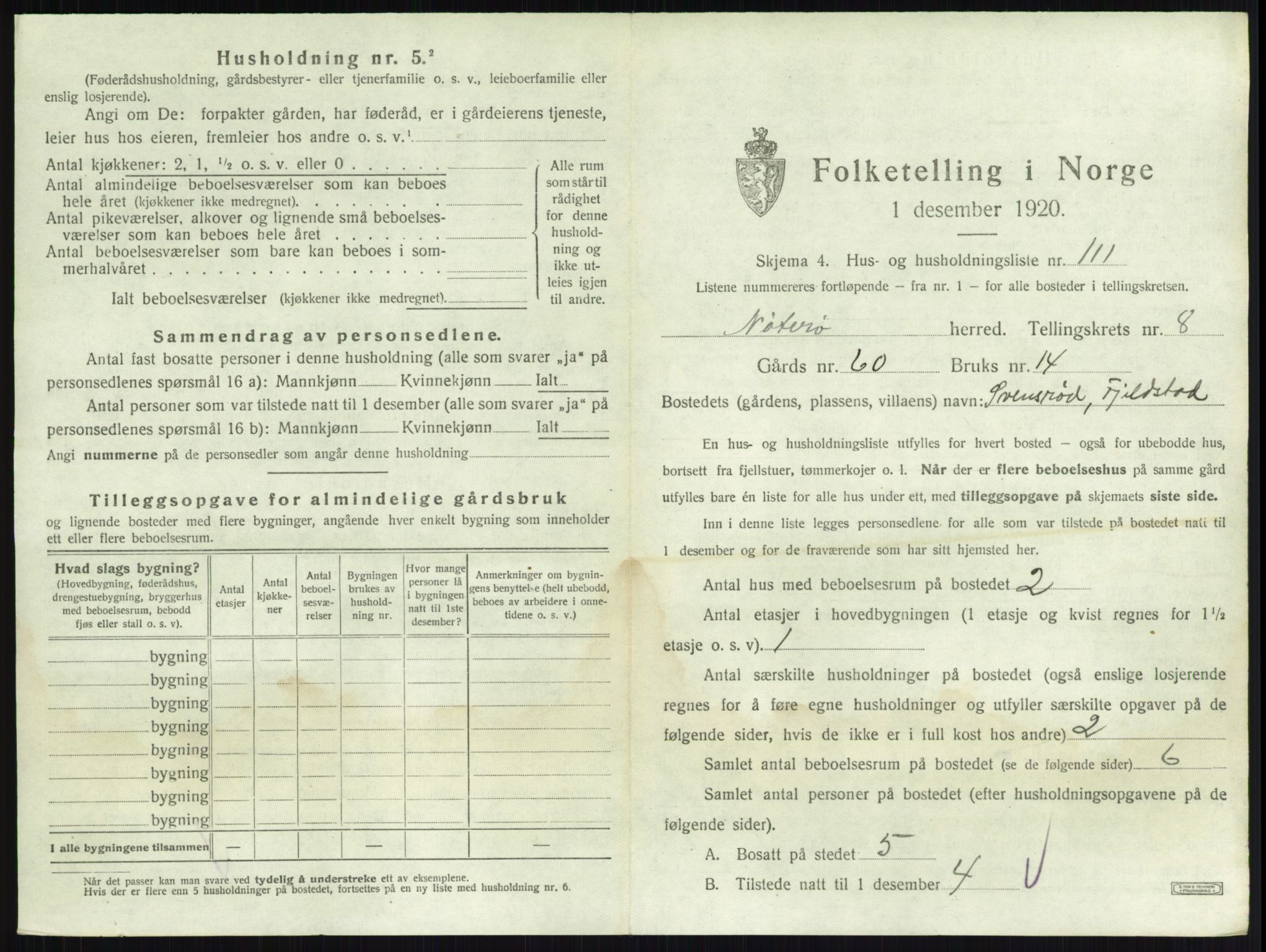SAKO, 1920 census for Nøtterøy, 1920, p. 1723