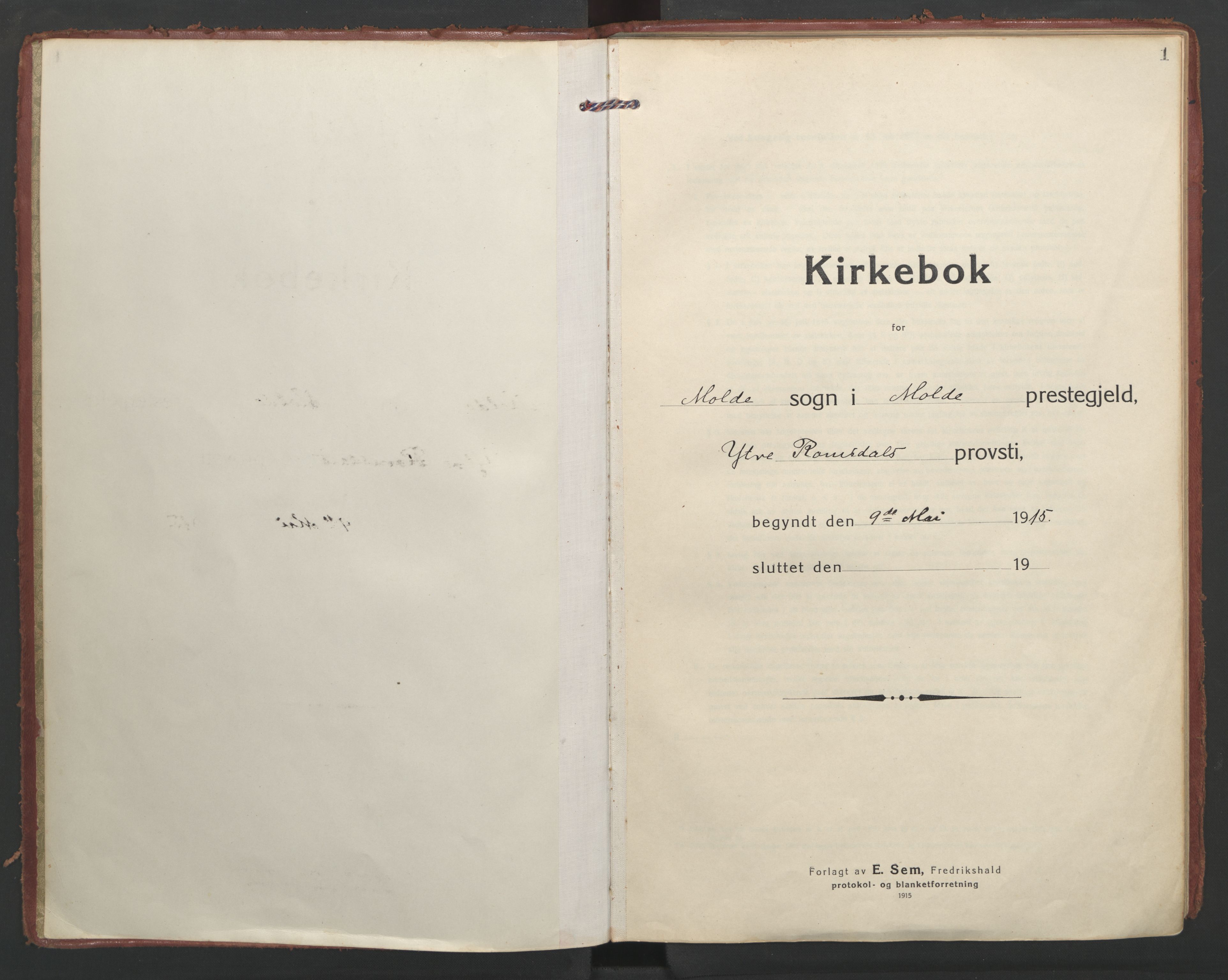 Ministerialprotokoller, klokkerbøker og fødselsregistre - Møre og Romsdal, SAT/A-1454/558/L0695: Parish register (official) no. 558A09, 1915-1942, p. 1