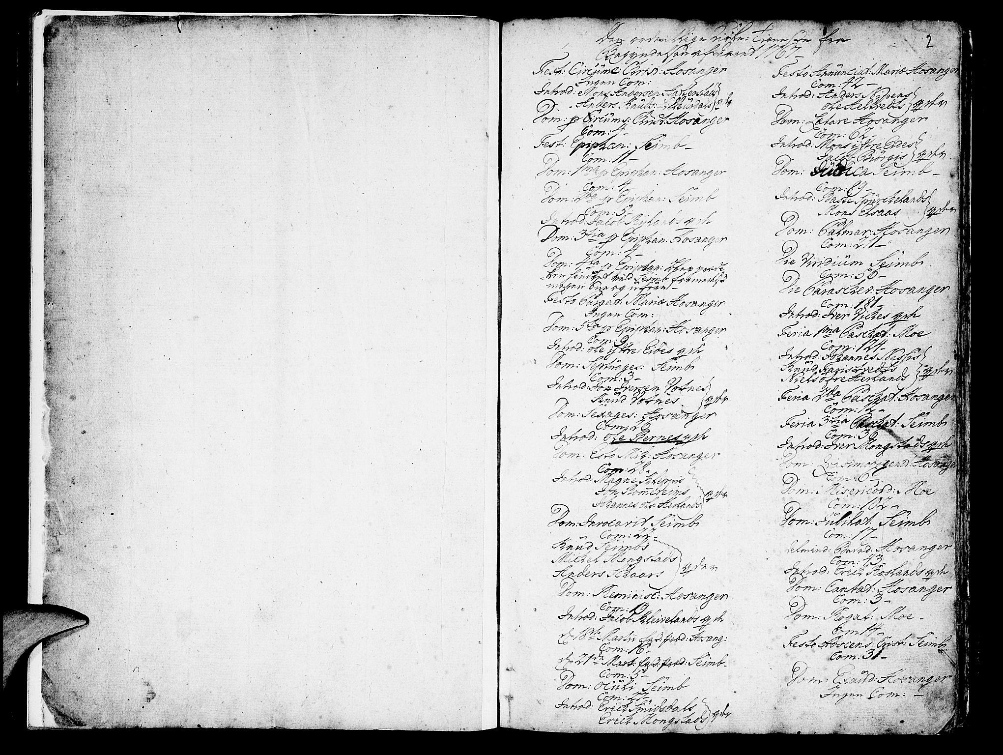 Hosanger sokneprestembete, SAB/A-75801/H/Haa: Parish register (official) no. A 2 /1, 1766-1793, p. 2
