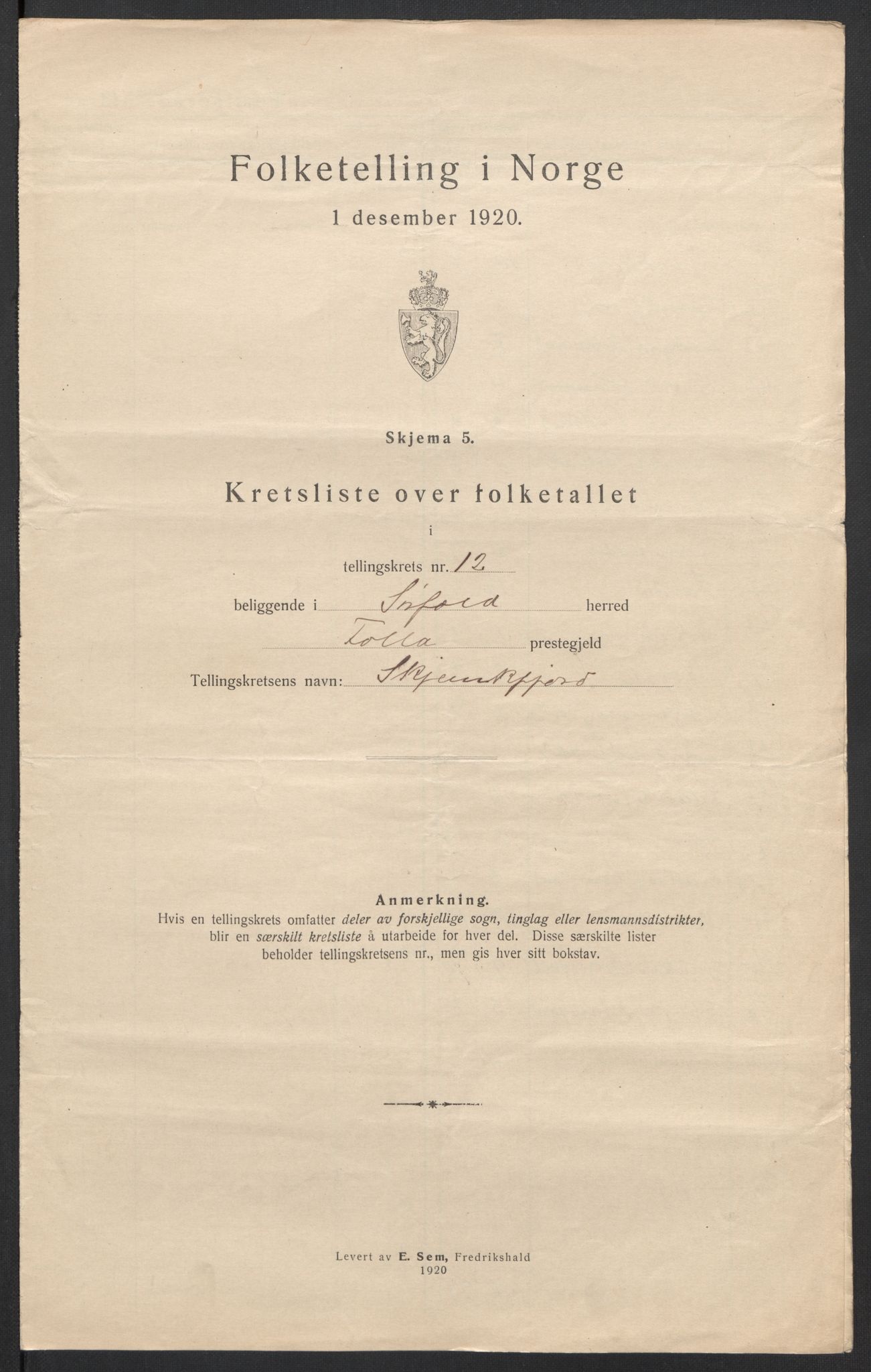 SAT, 1920 census for Sørfold, 1920, p. 39