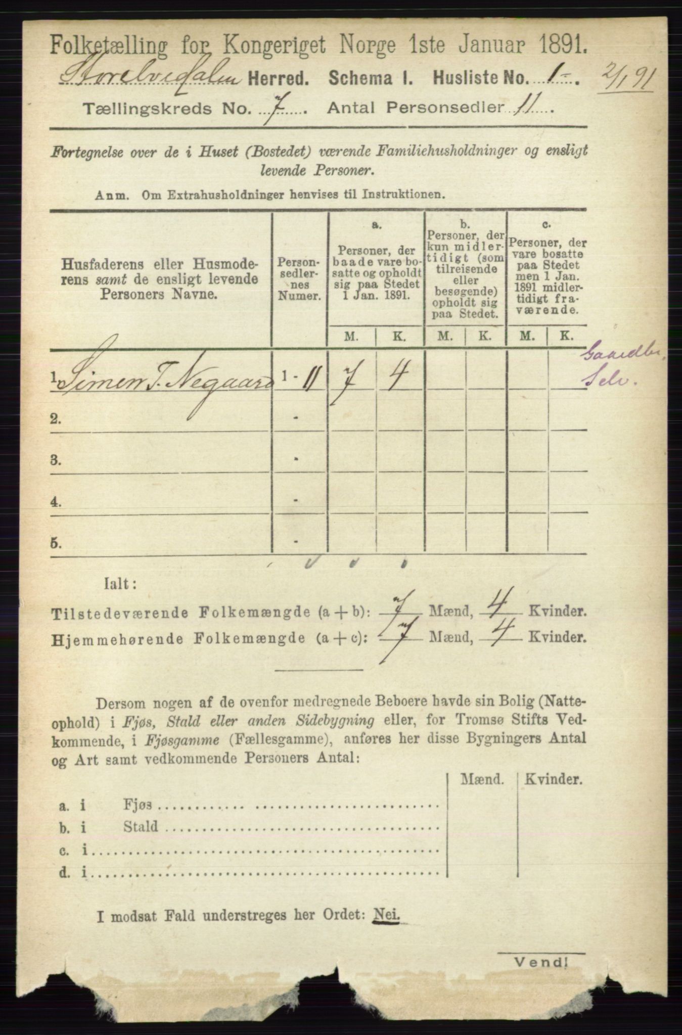 RA, 1891 census for 0430 Stor-Elvdal, 1891, p. 2548