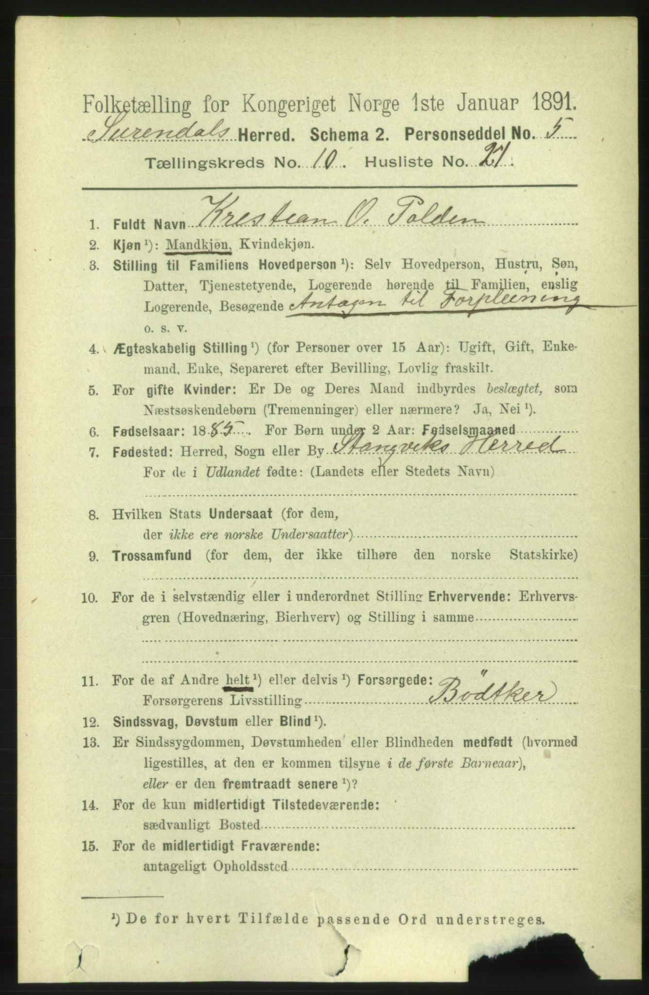 RA, 1891 census for 1566 Surnadal, 1891, p. 2642