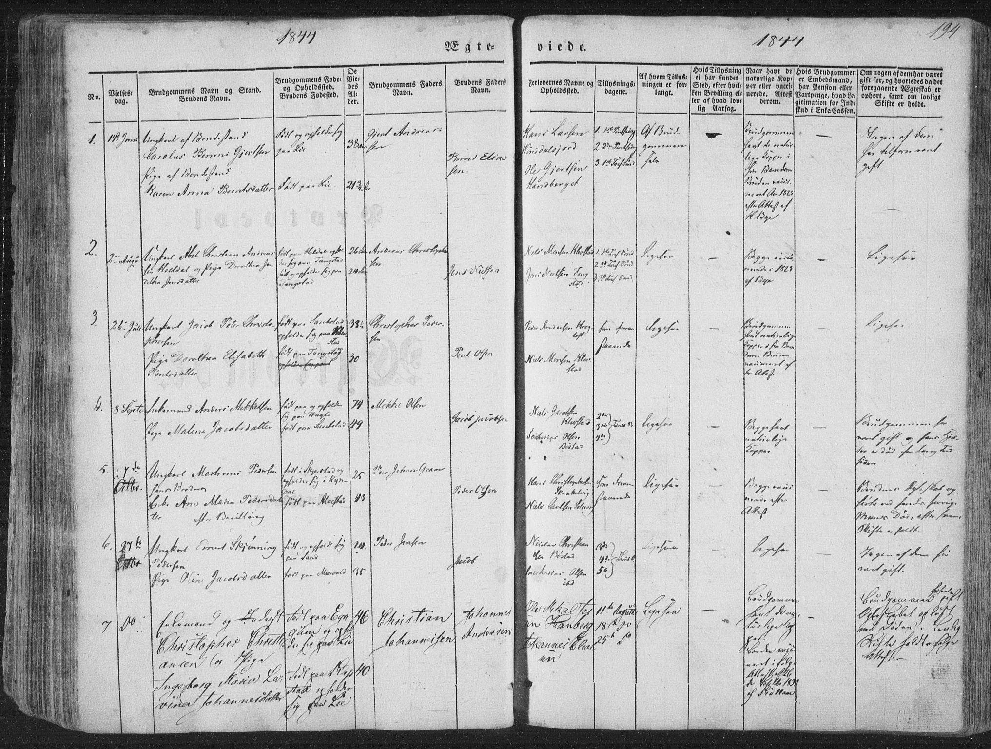 Ministerialprotokoller, klokkerbøker og fødselsregistre - Nordland, AV/SAT-A-1459/880/L1131: Parish register (official) no. 880A05, 1844-1868, p. 194