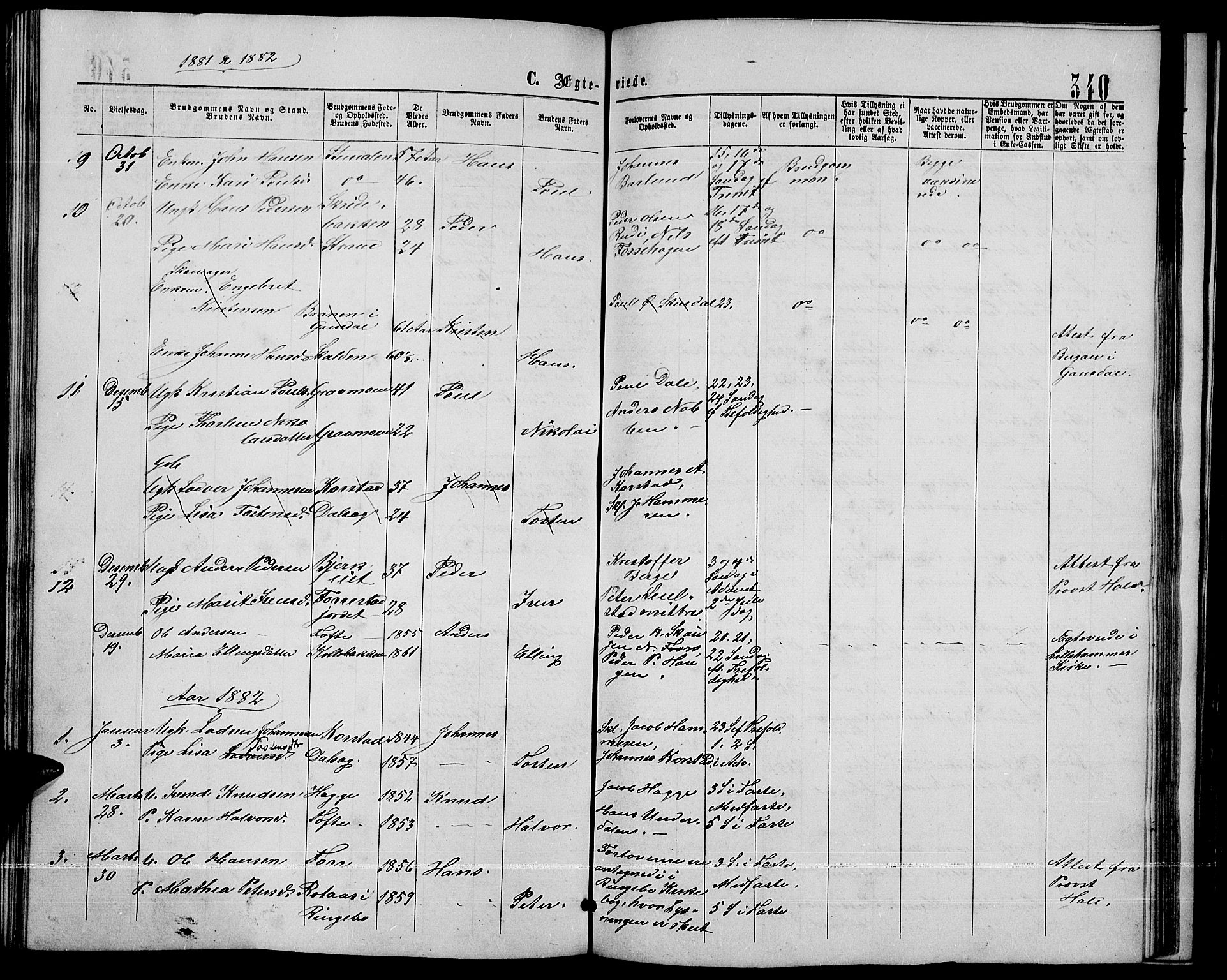Sør-Fron prestekontor, SAH/PREST-010/H/Ha/Hab/L0002: Parish register (copy) no. 2, 1864-1883, p. 340