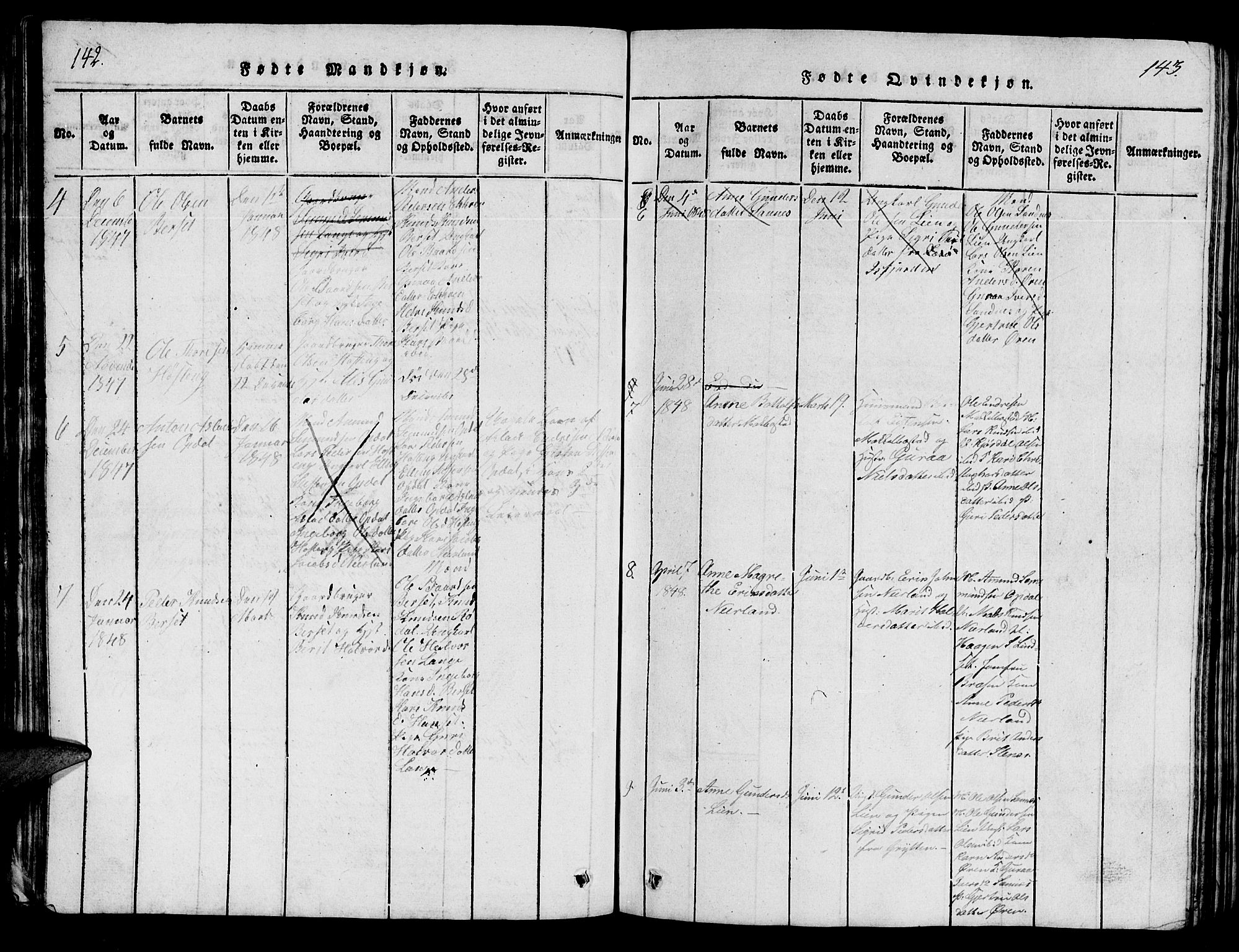 Ministerialprotokoller, klokkerbøker og fødselsregistre - Møre og Romsdal, AV/SAT-A-1454/554/L0644: Parish register (copy) no. 554C01, 1818-1851, p. 142-143