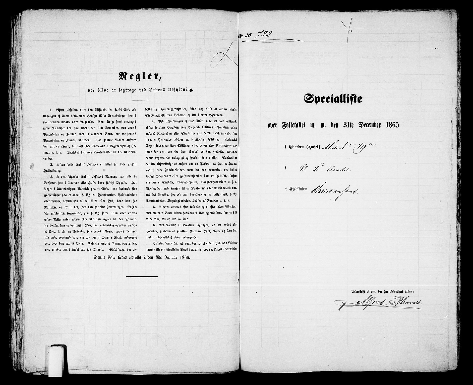 RA, 1865 census for Kristiansand, 1865, p. 1499