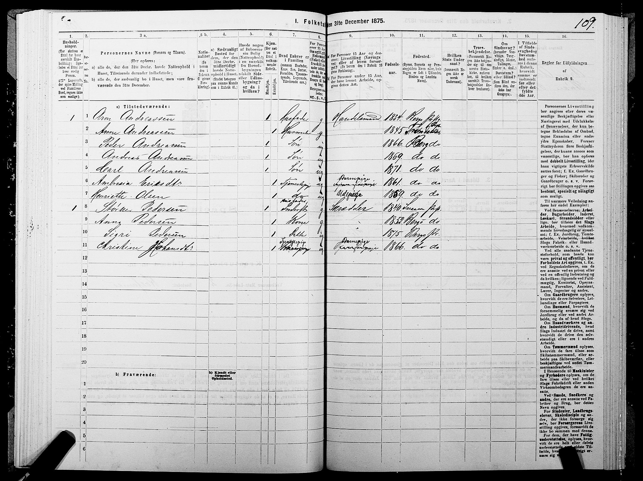 SATØ, 1875 census for 1929P Berg, 1875, p. 2109