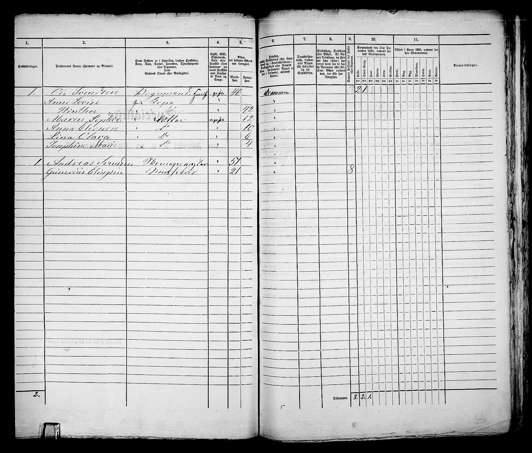 RA, 1865 census for Bragernes in Drammen, 1865, p. 511