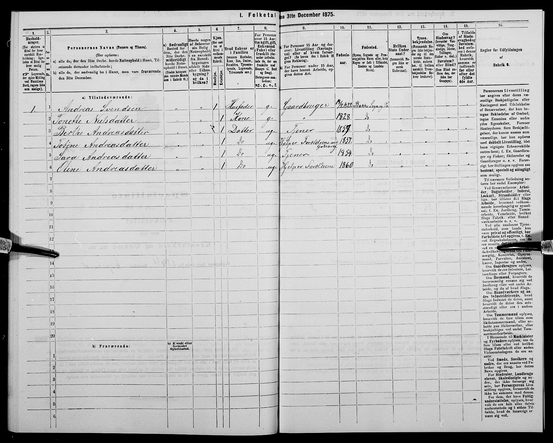 SAK, 1875 census for 1045P Bakke, 1875, p. 443