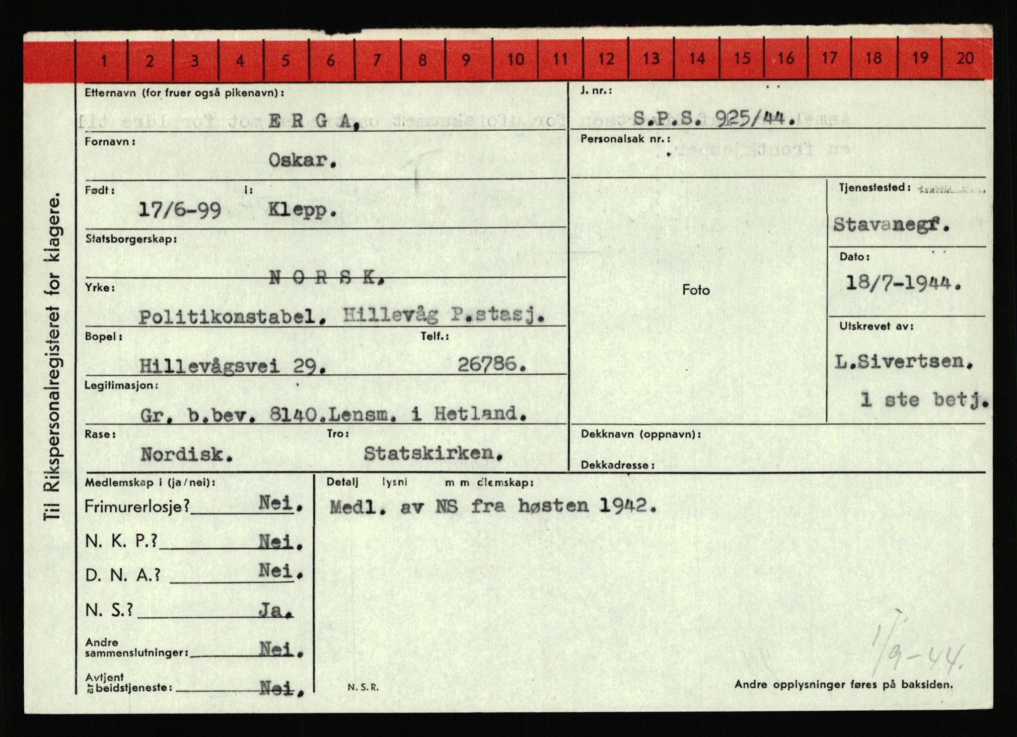 Statspolitiet - Hovedkontoret / Osloavdelingen, AV/RA-S-1329/C/Ca/L0004: Eid - funn av gjenstander	, 1943-1945, p. 1454