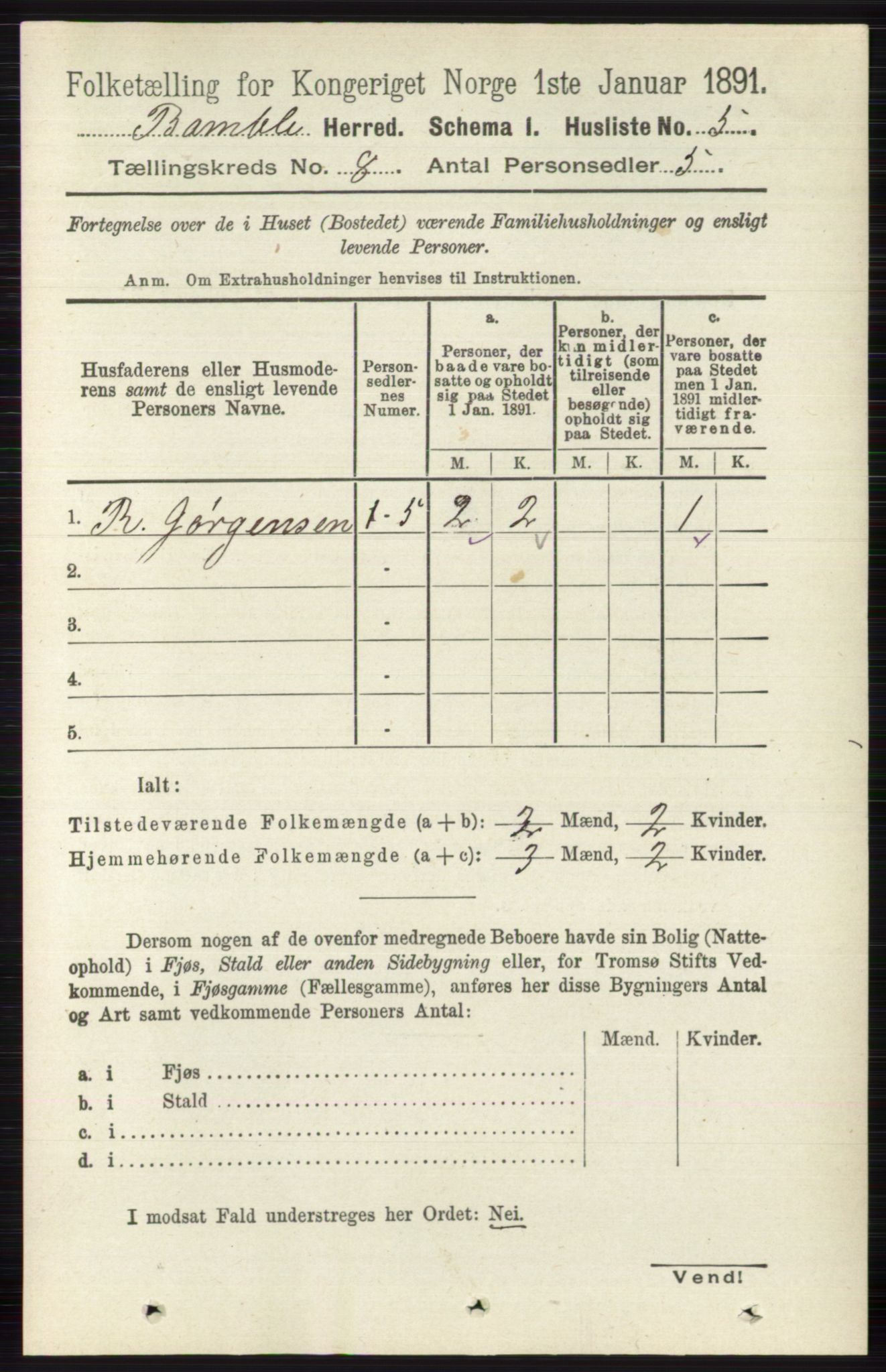 RA, 1891 census for 0814 Bamble, 1891, p. 3419