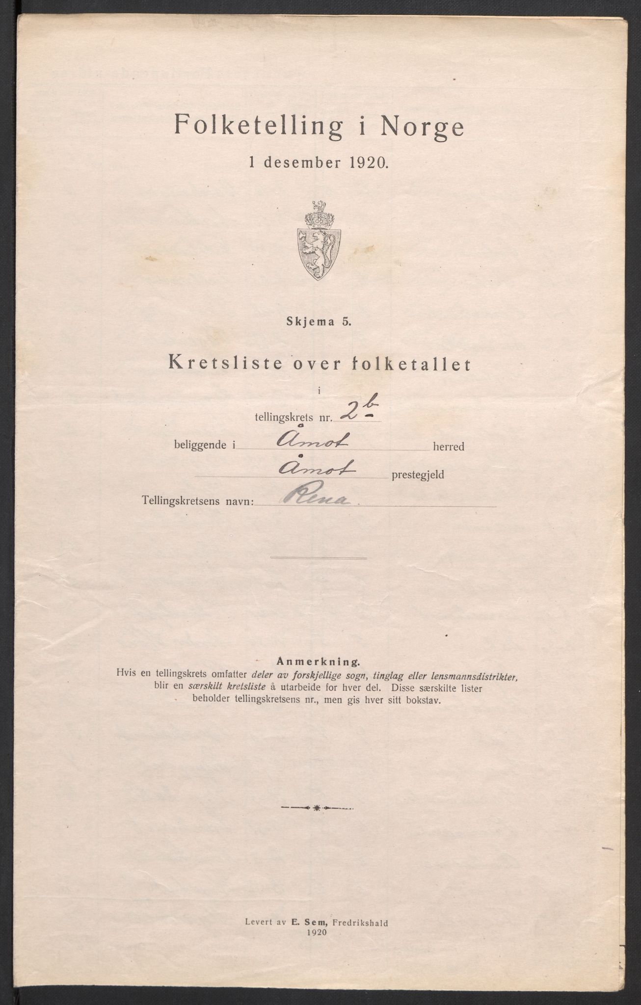 SAH, 1920 census for Åmot, 1920, p. 14